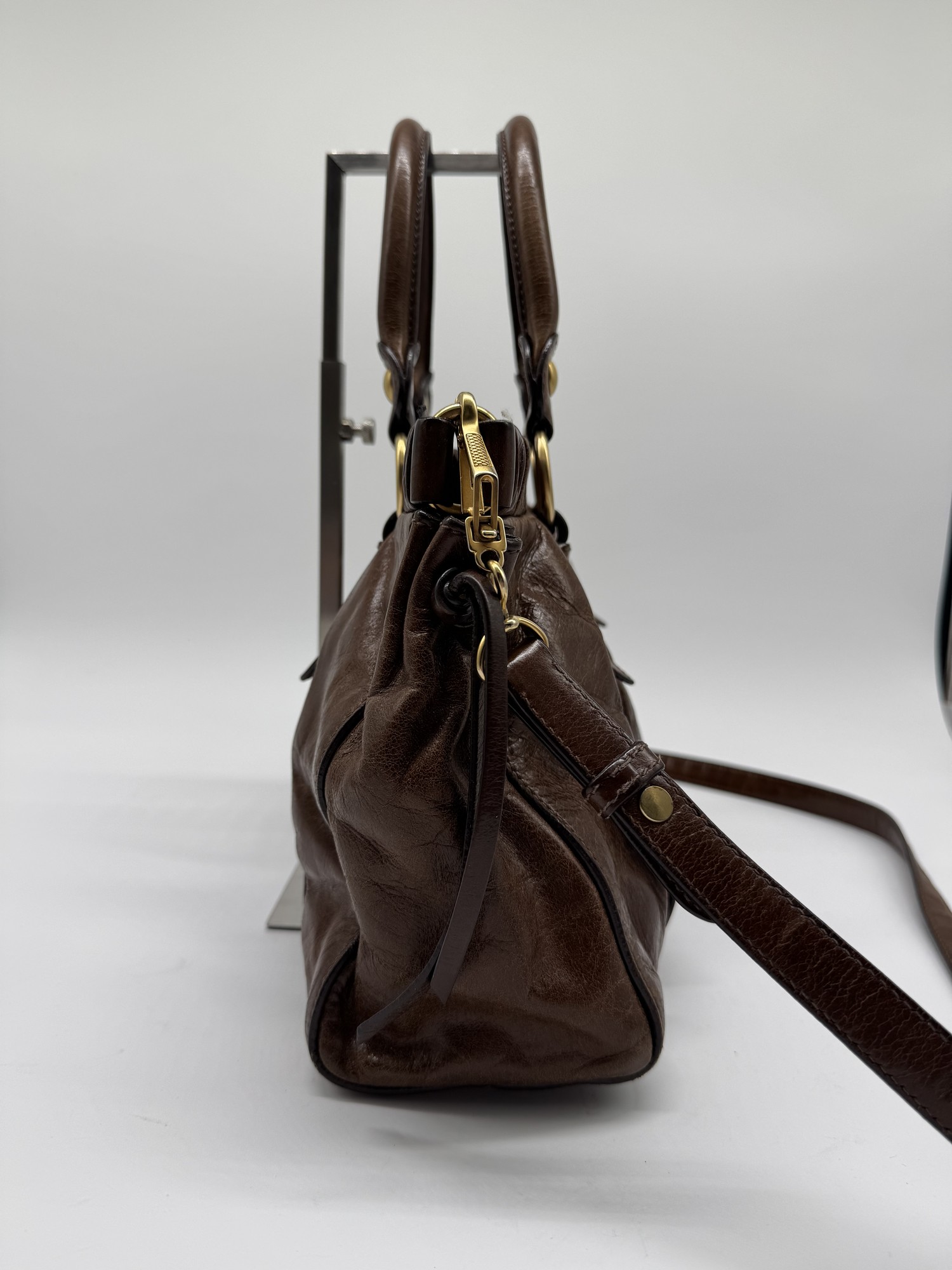 Miu Miu Brown Vitello Lux Handbag