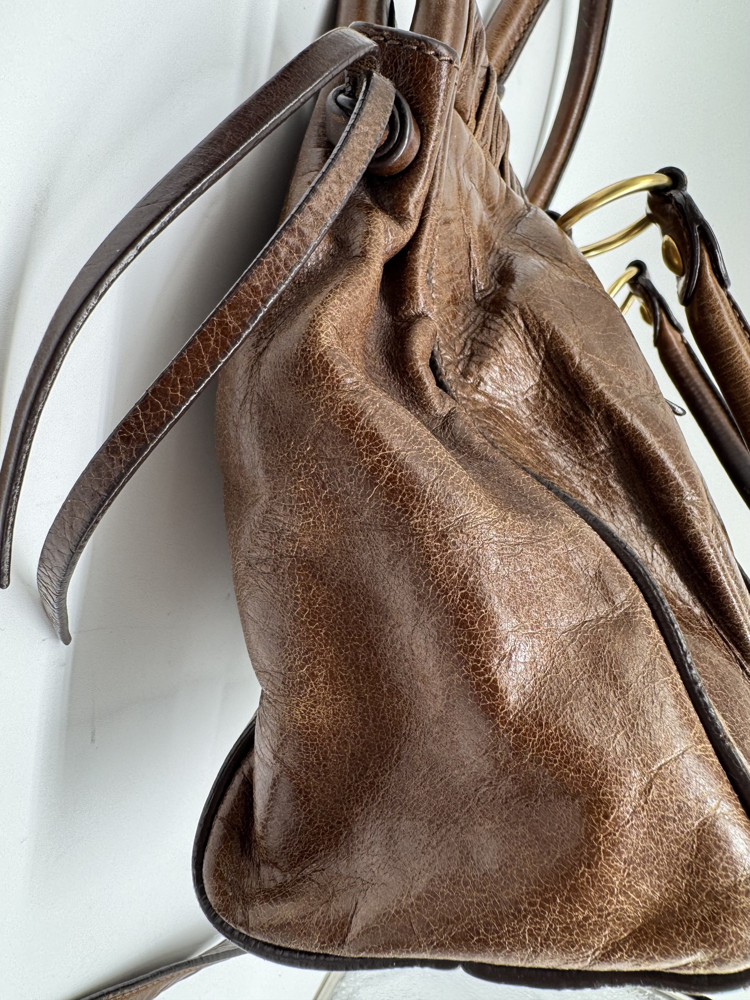 Miu Miu Brown Vitello Lux Handbag