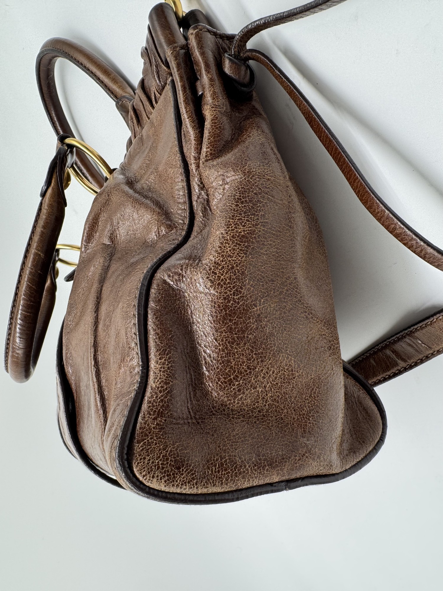 Miu Miu Brown Vitello Lux Handbag