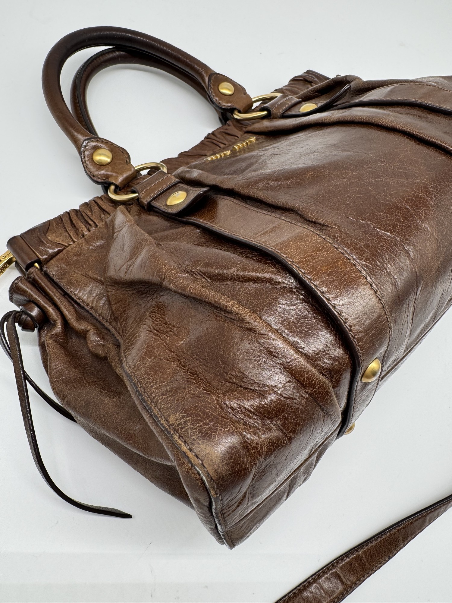 Miu Miu Brown Vitello Lux Handbag