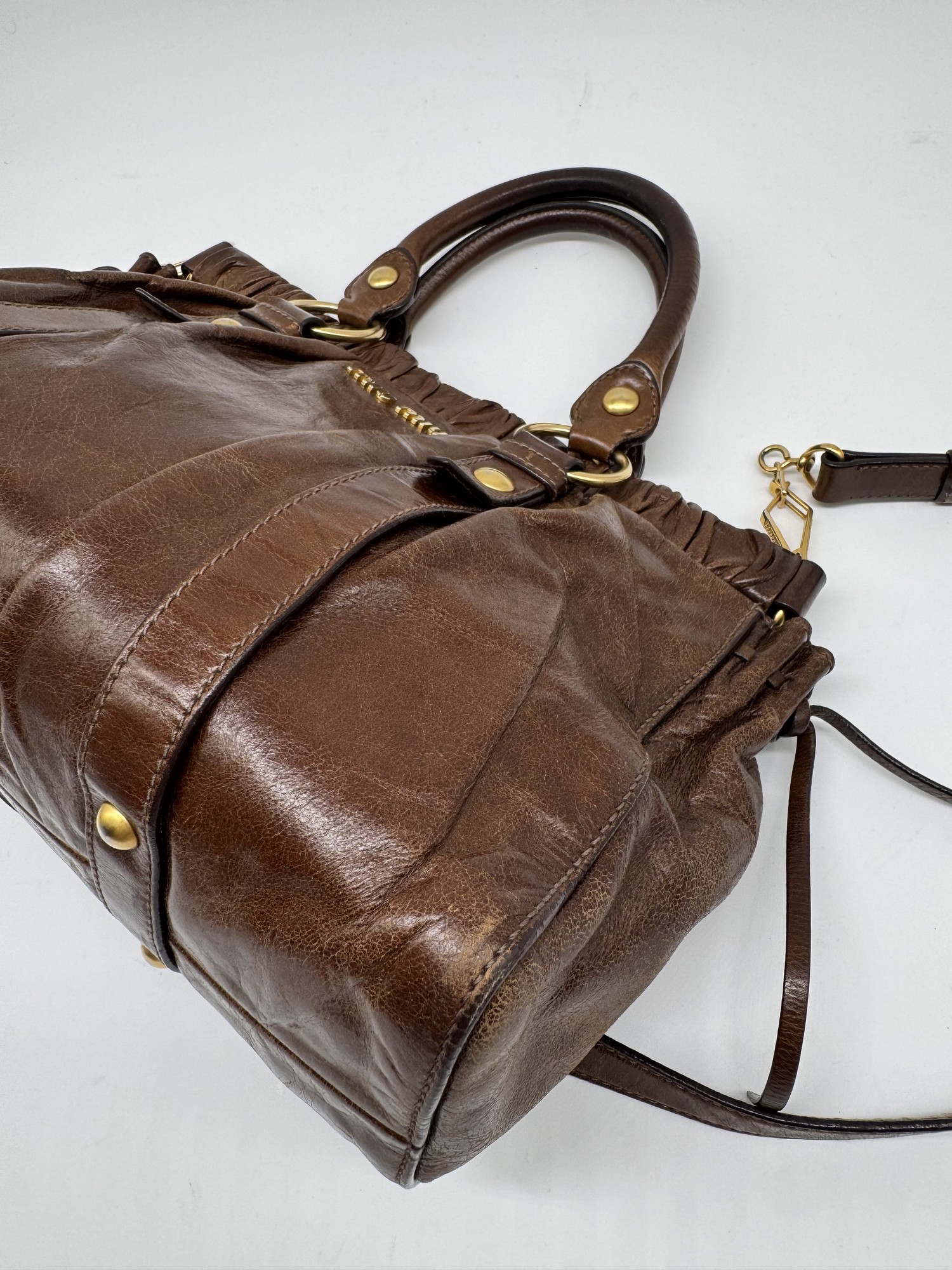 Miu Miu Brown Vitello Lux Handbag