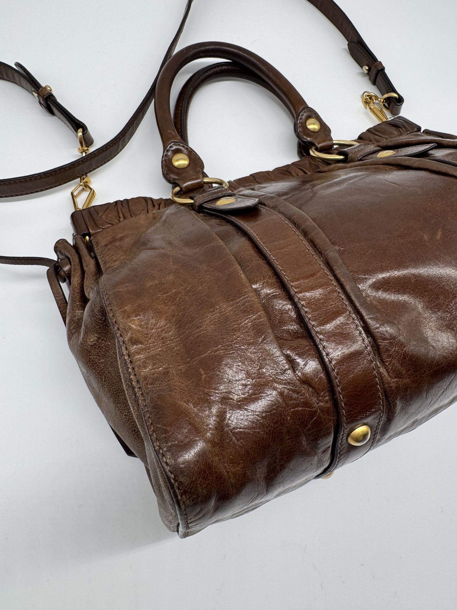 Miu Miu Brown Vitello Lux Handbag
