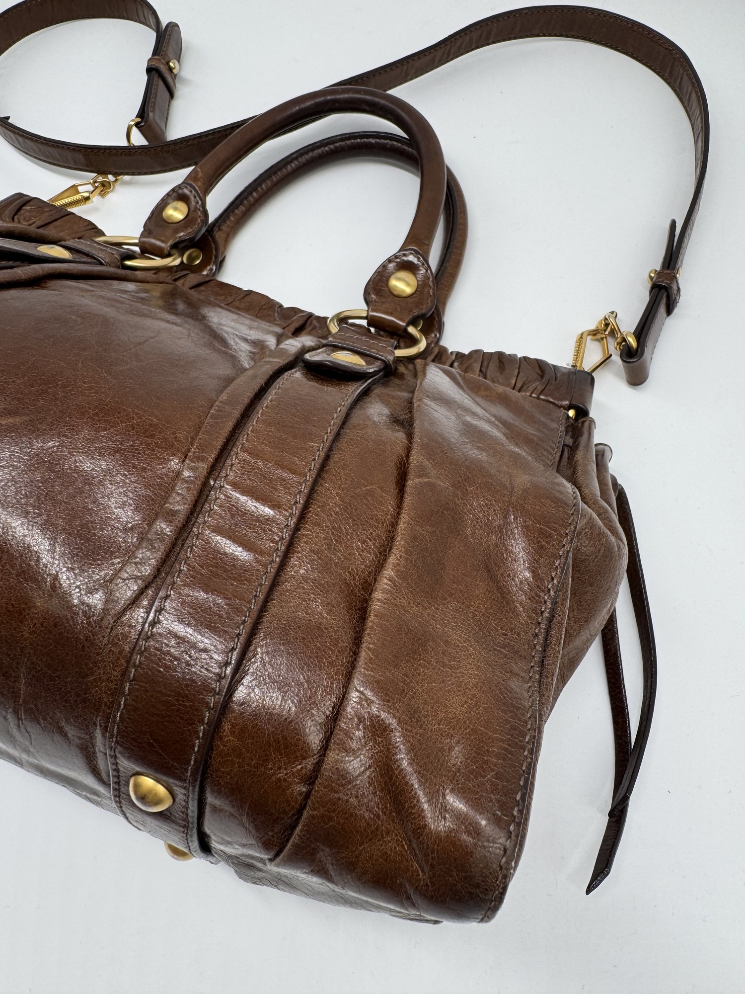 Miu Miu Brown Vitello Lux Handbag