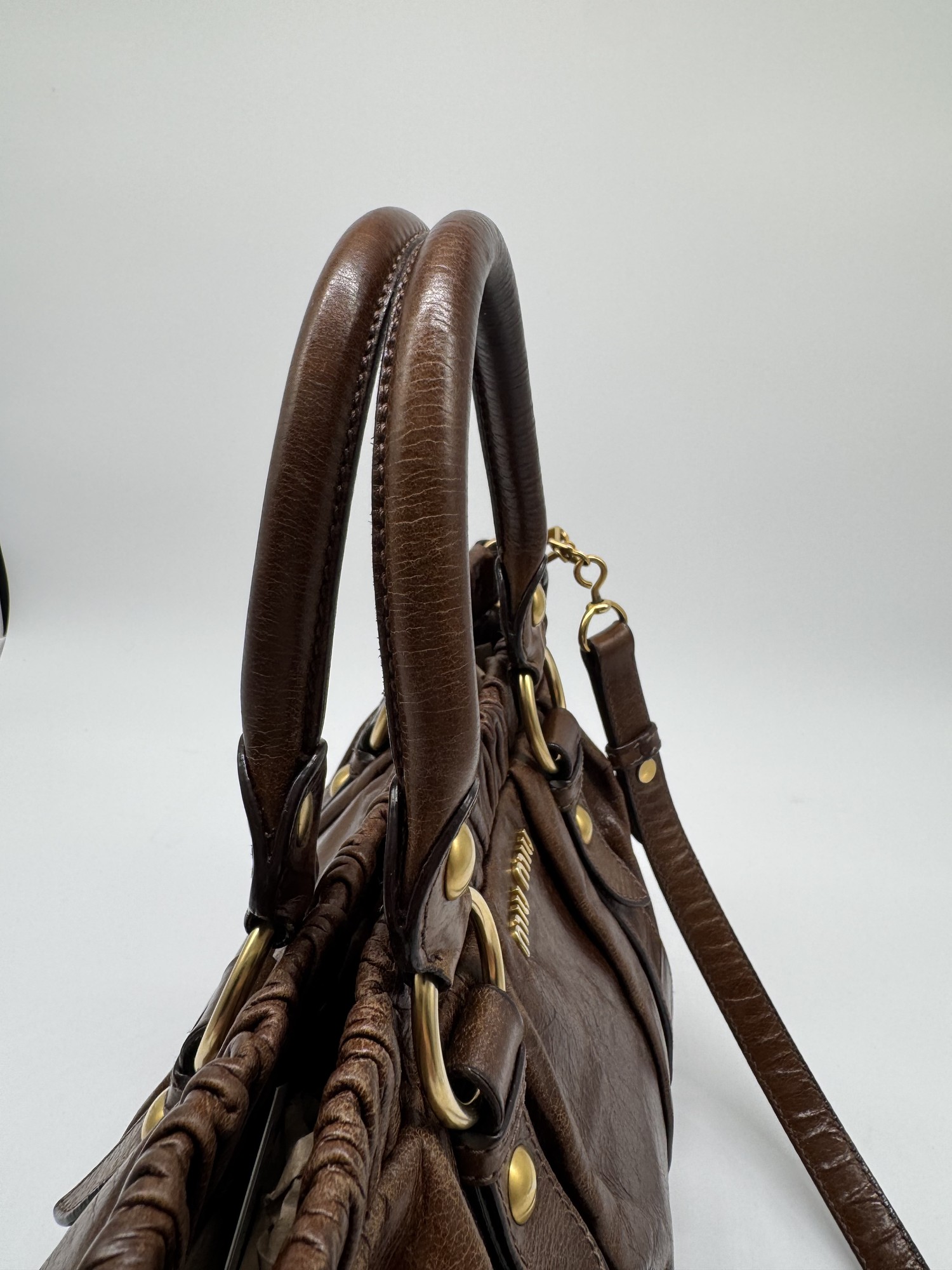 Miu Miu Brown Vitello Lux Handbag