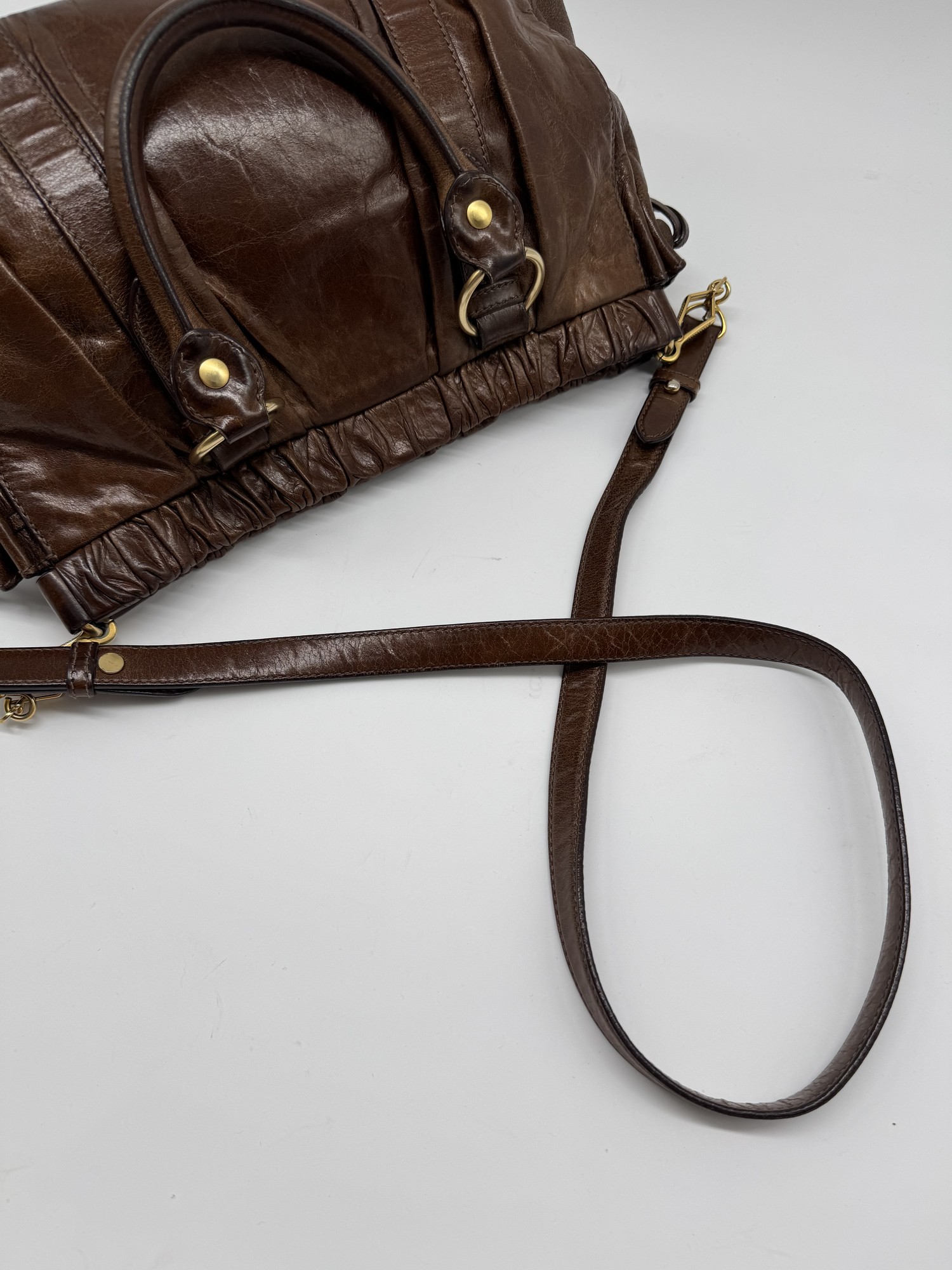 Miu Miu Brown Vitello Lux Handbag