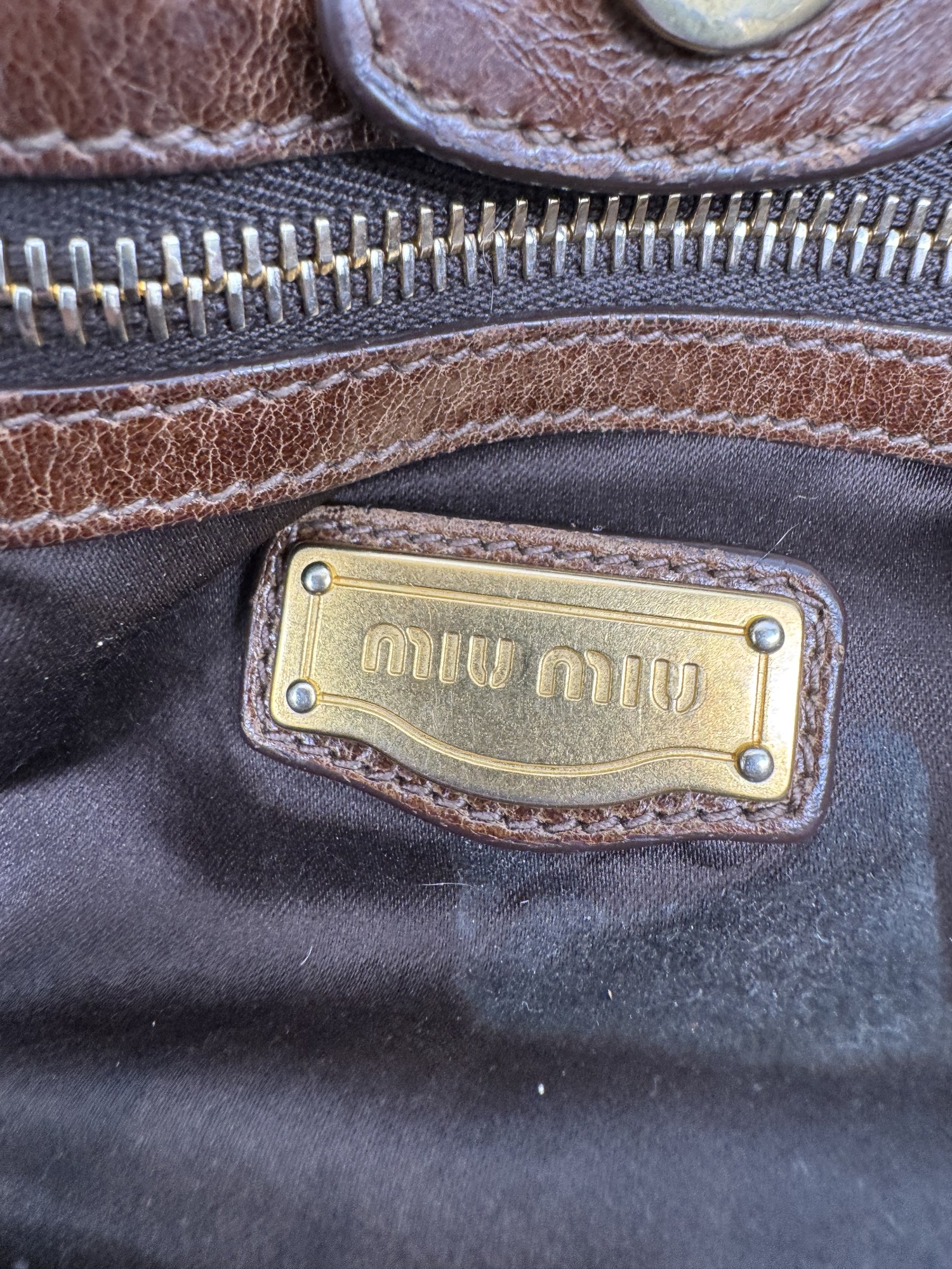 Miu Miu Brown Vitello Lux Handbag