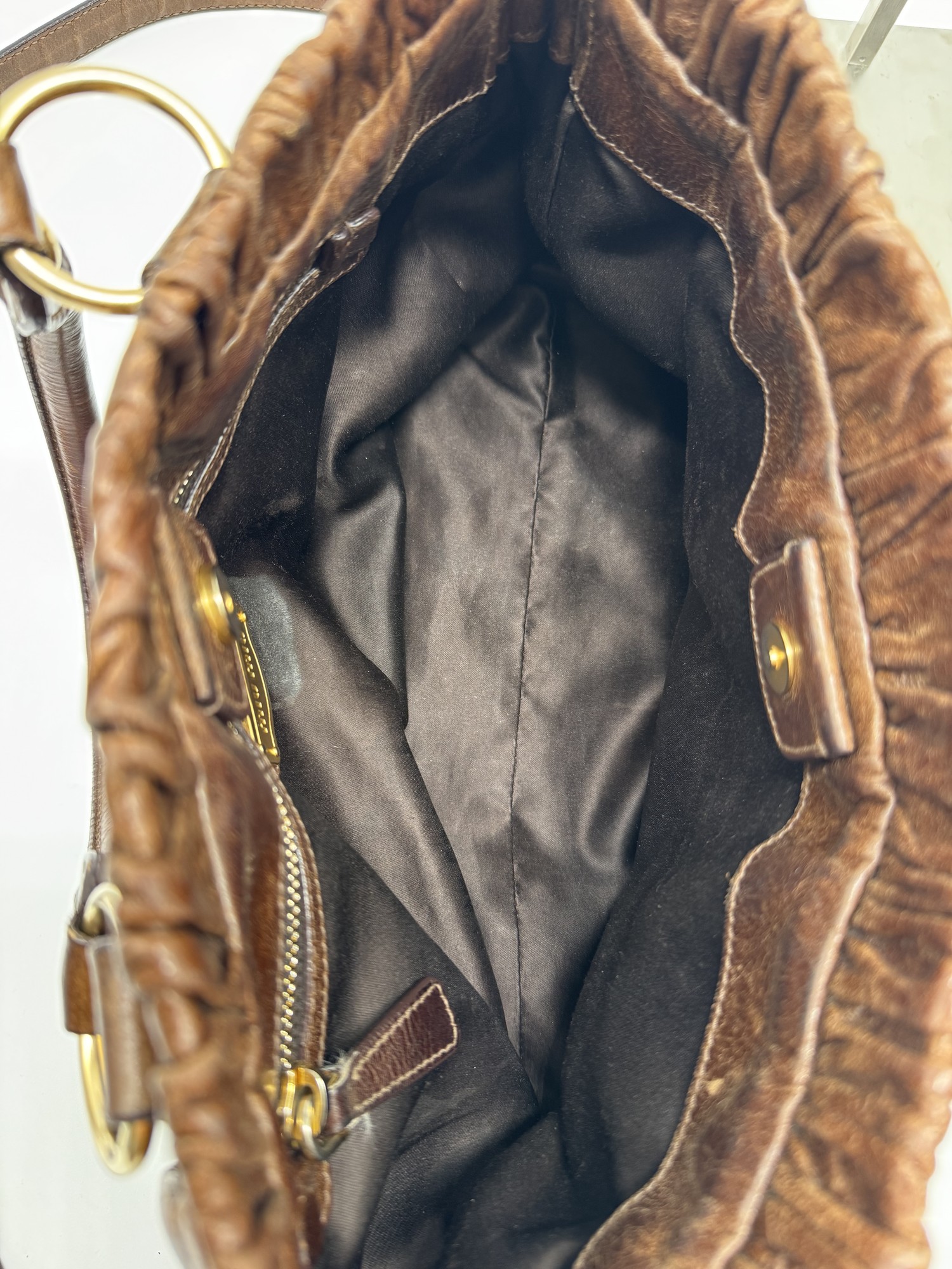 Miu Miu Brown Vitello Lux Handbag