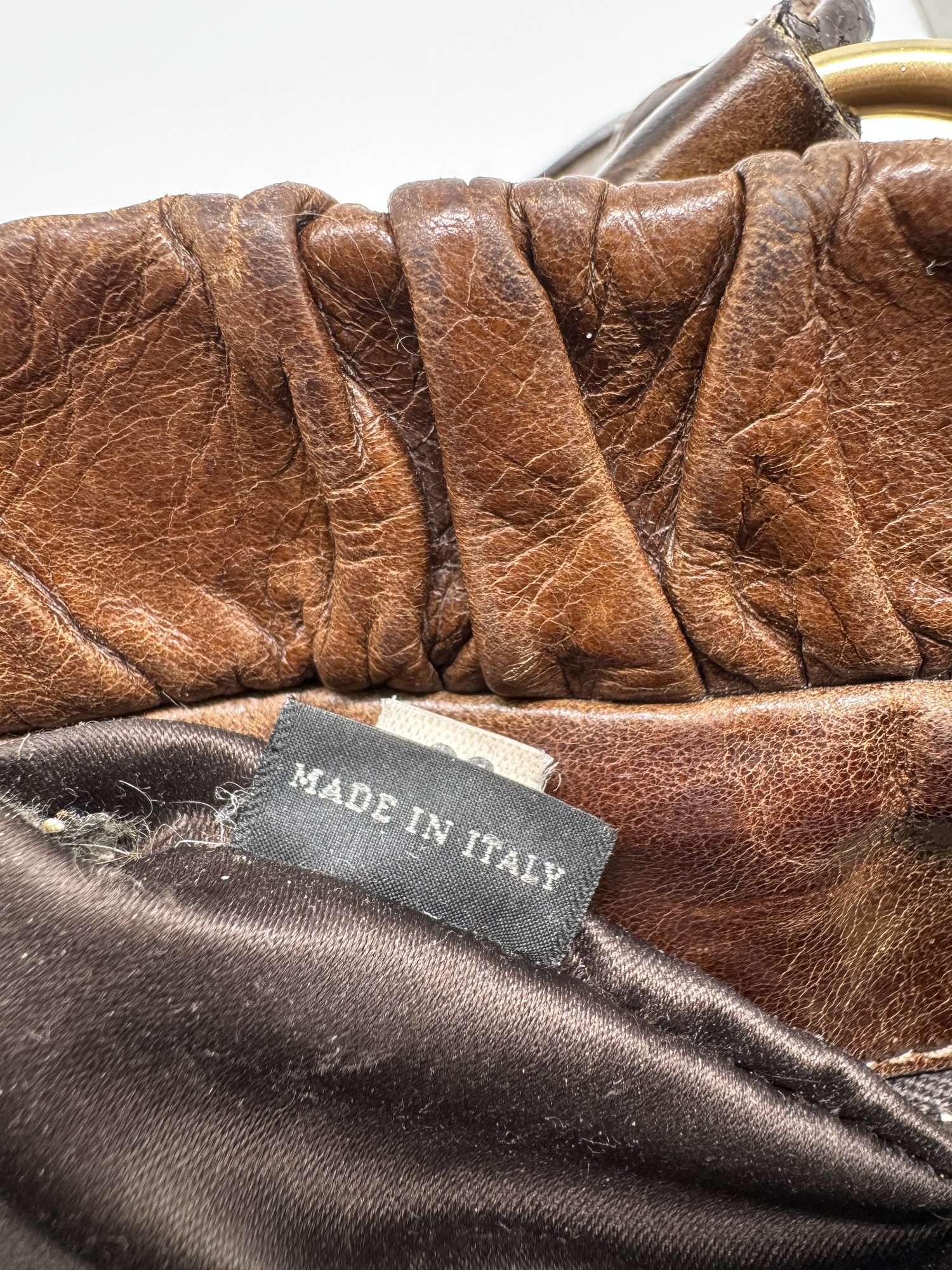 Miu Miu Brown Vitello Lux Handbag