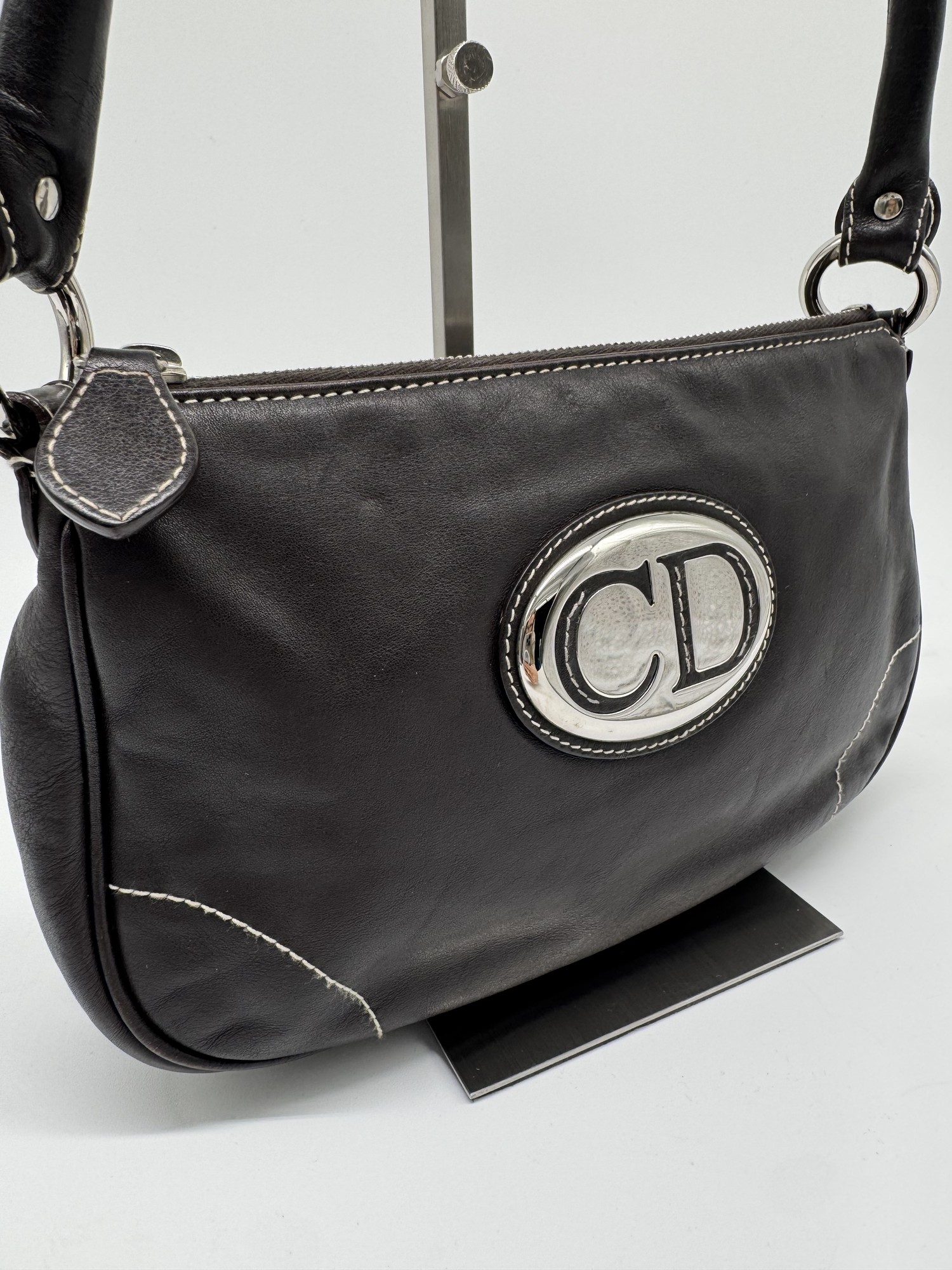 Dior Brown Leather CD Handbag