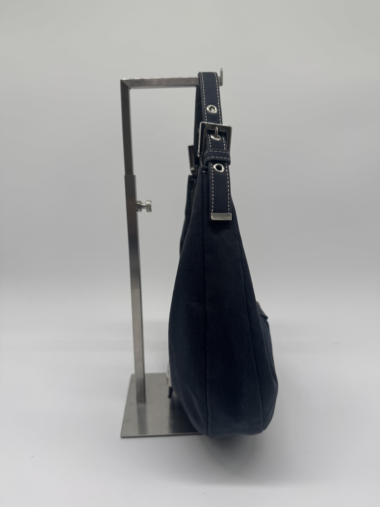 Fendi Denim Swirl Half Moon Croissant Mamma Hobo Shoulder Bag