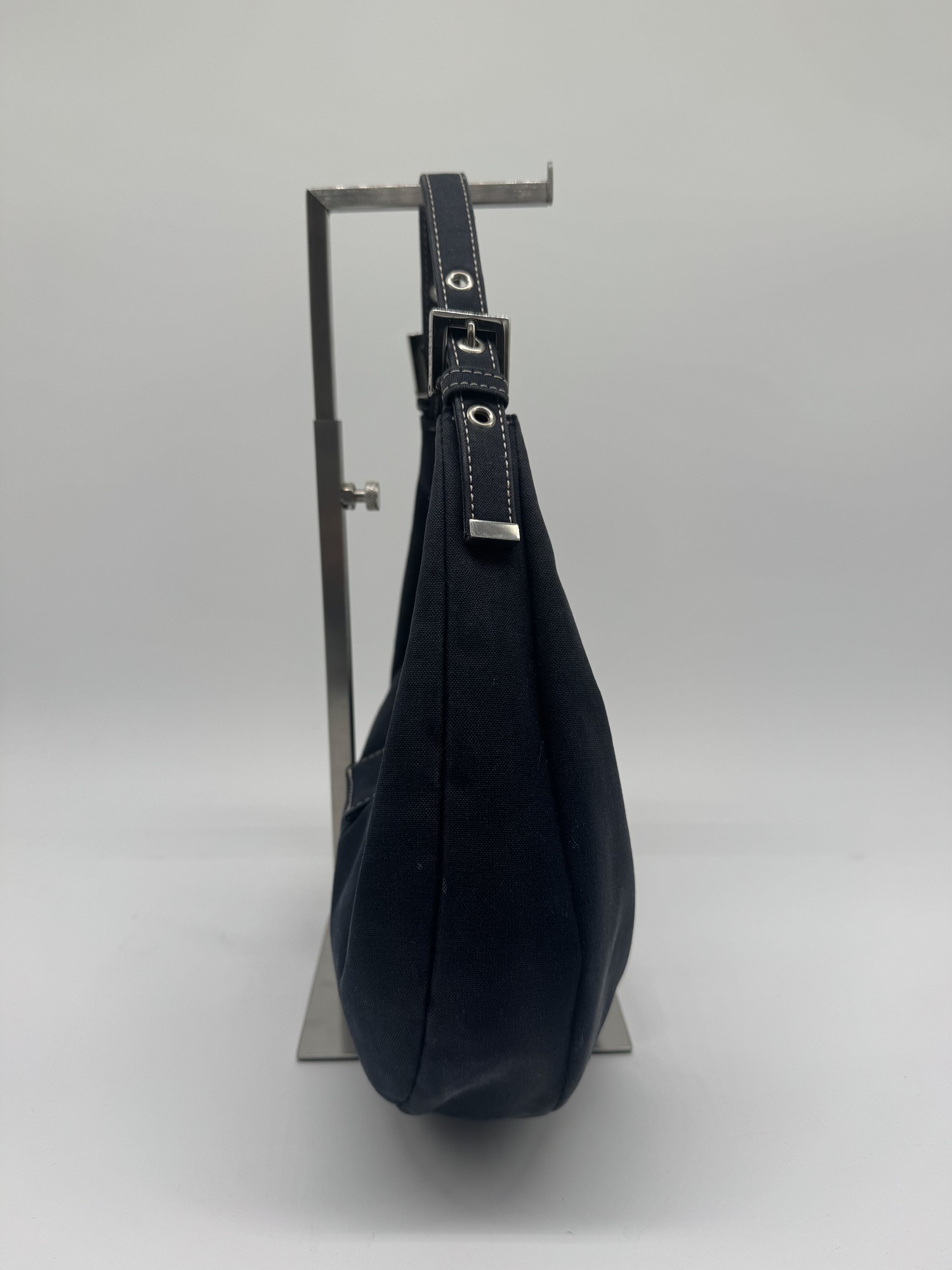 Fendi Denim Swirl Half Moon Croissant Mamma Hobo Shoulder Bag