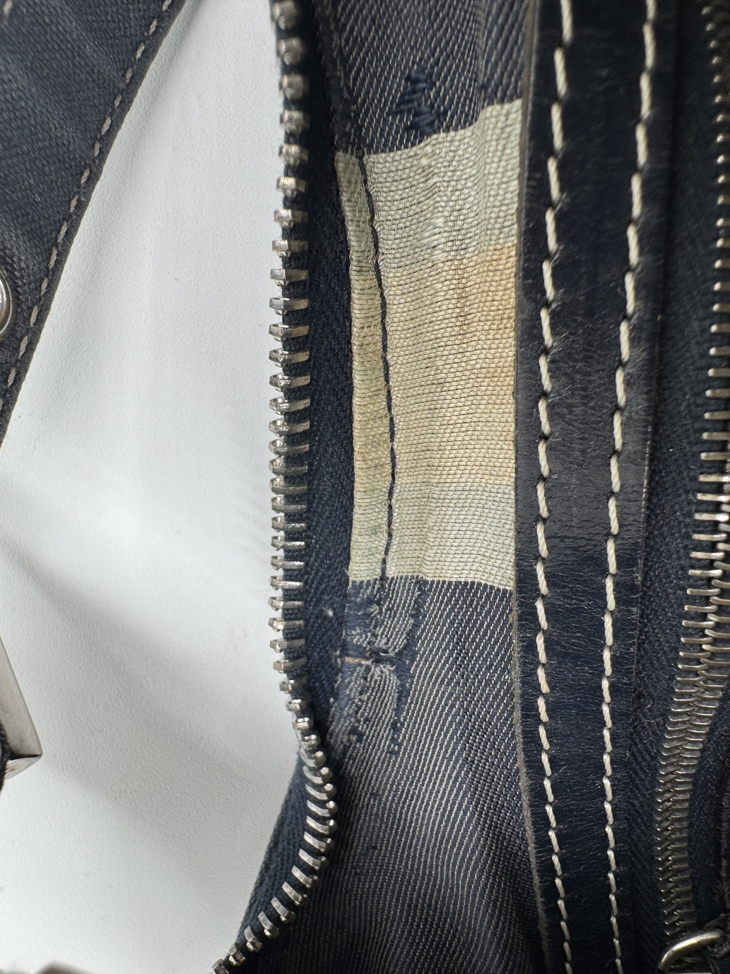 Fendi Denim Swirl Half Moon Croissant Mamma Hobo Shoulder Bag
