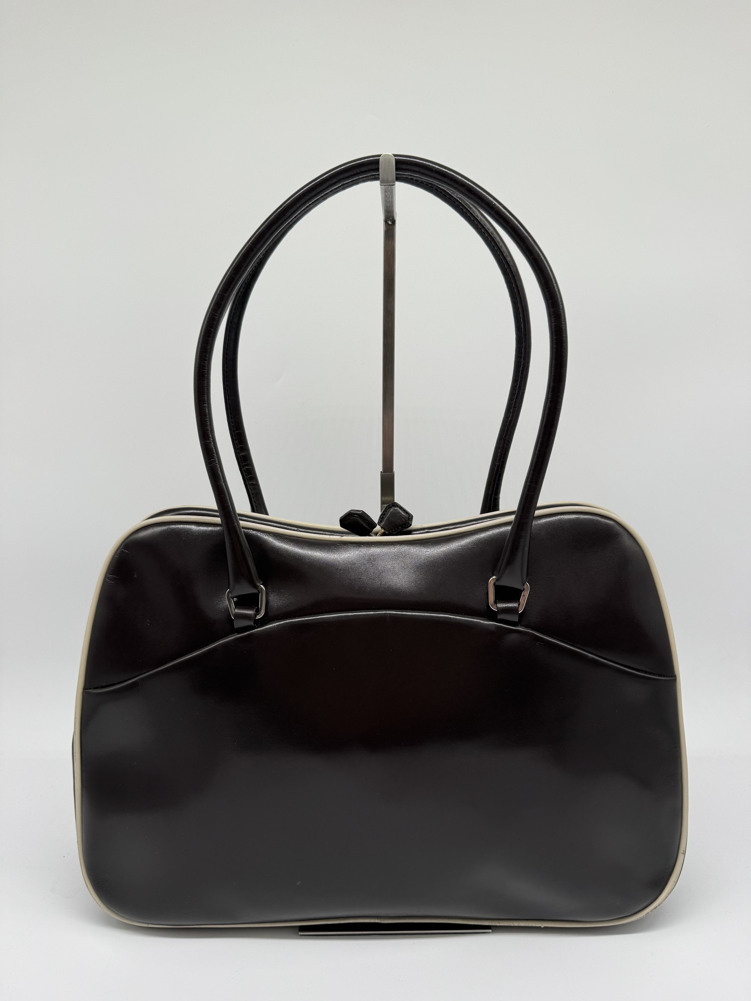 Prada Bowling Brown Leather Shoulder Bag