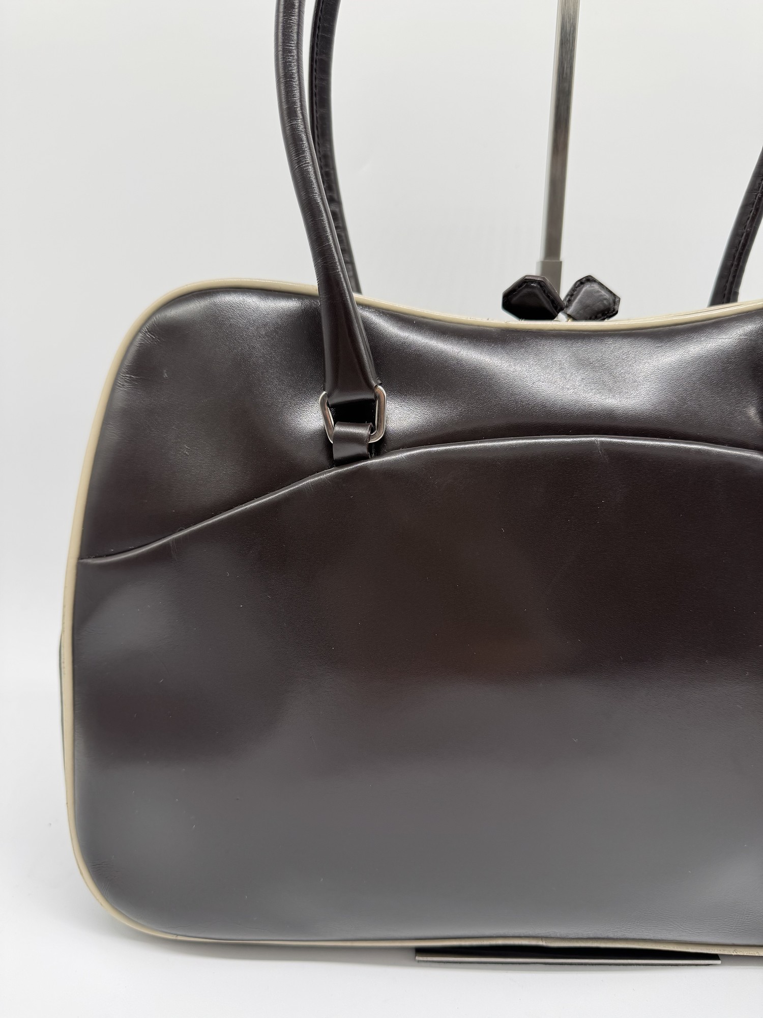 Prada Bowling Brown Leather Shoulder Bag