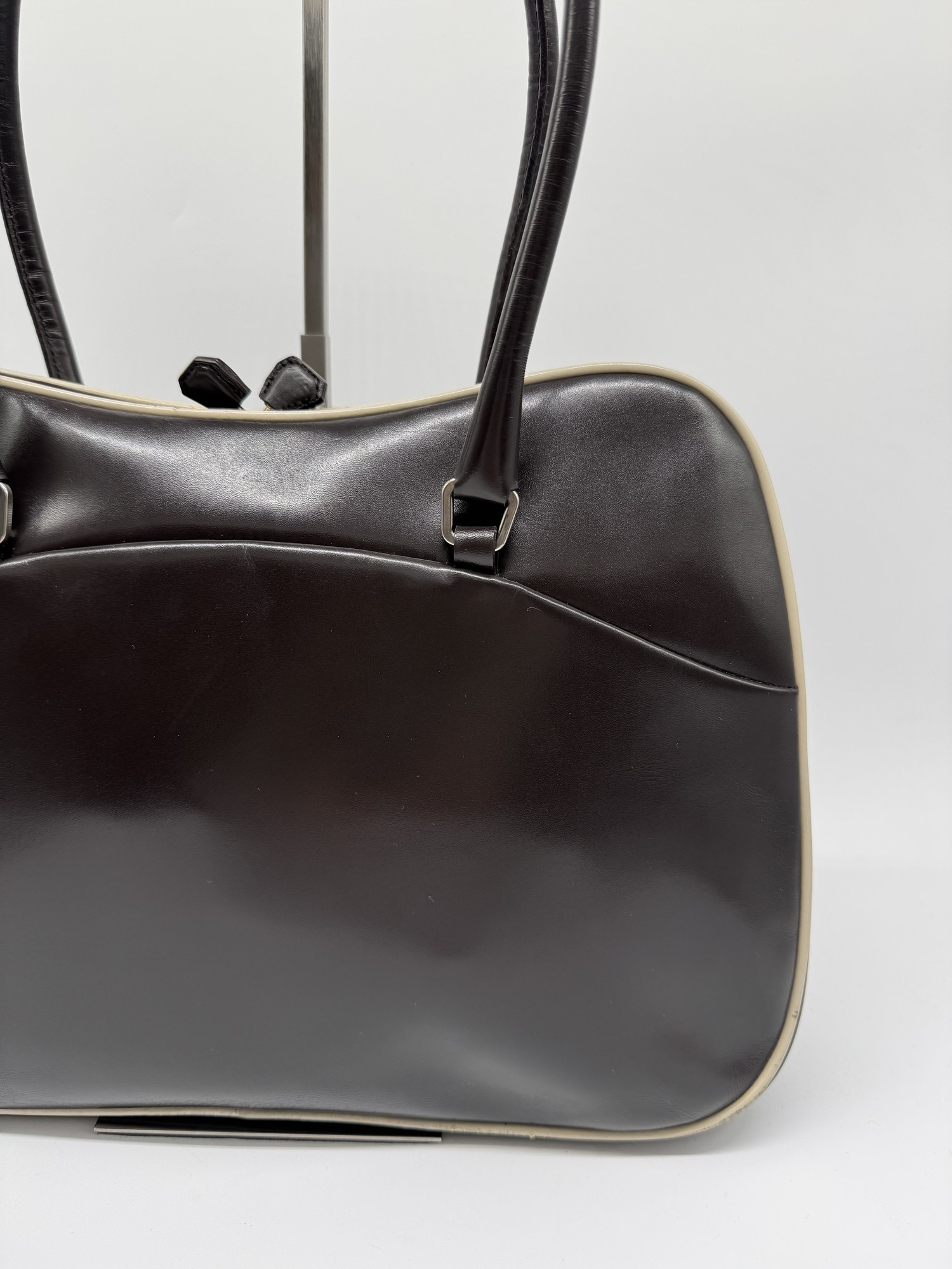 Prada Bowling Brown Leather Shoulder Bag