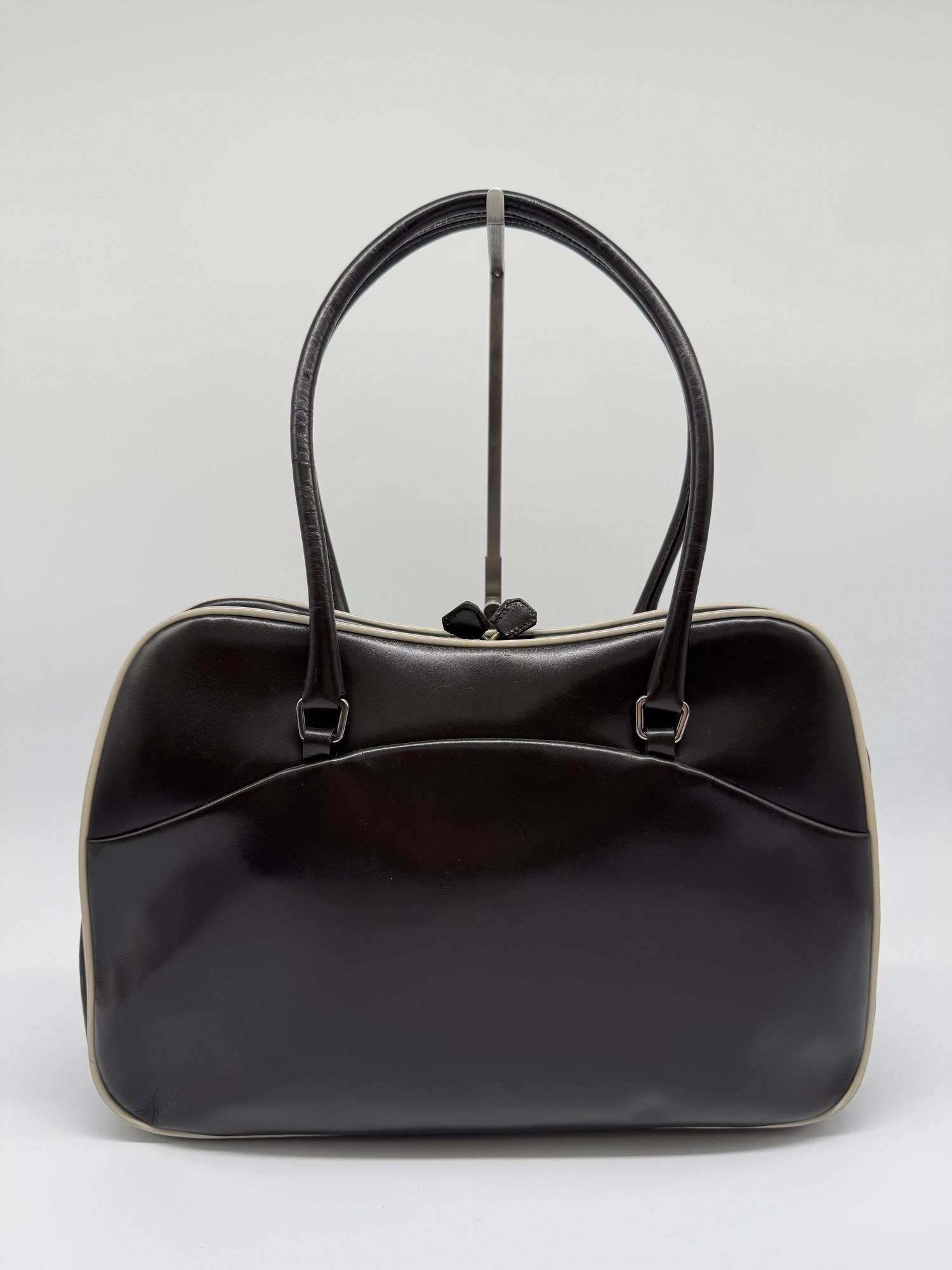 Prada Bowling Brown Leather Shoulder Bag