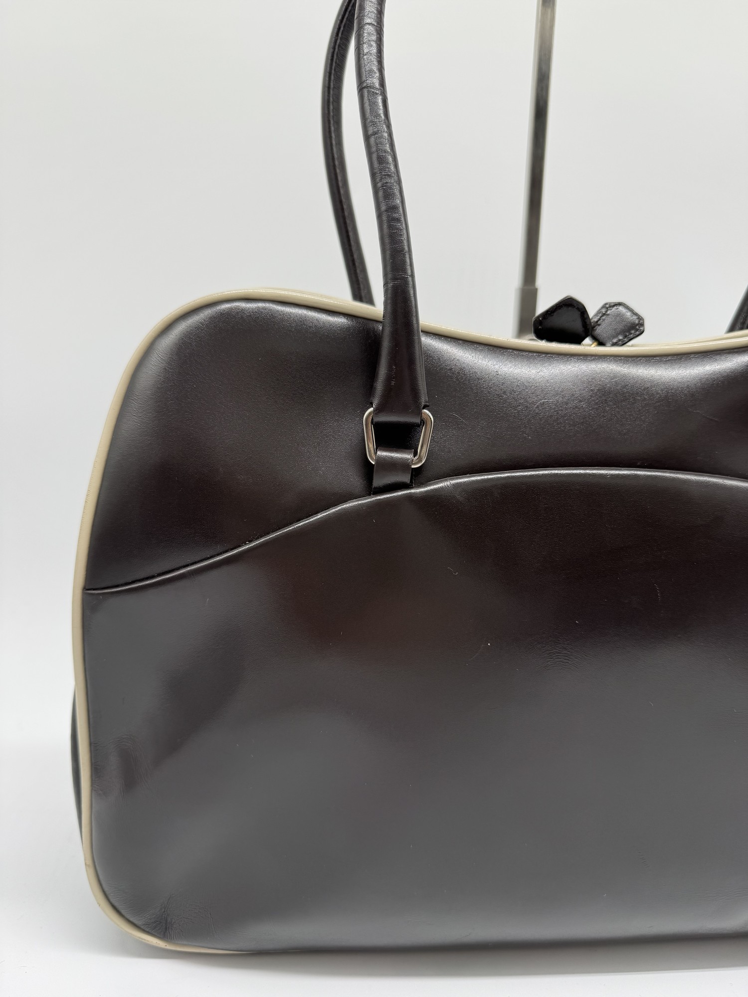 Prada Bowling Brown Leather Shoulder Bag