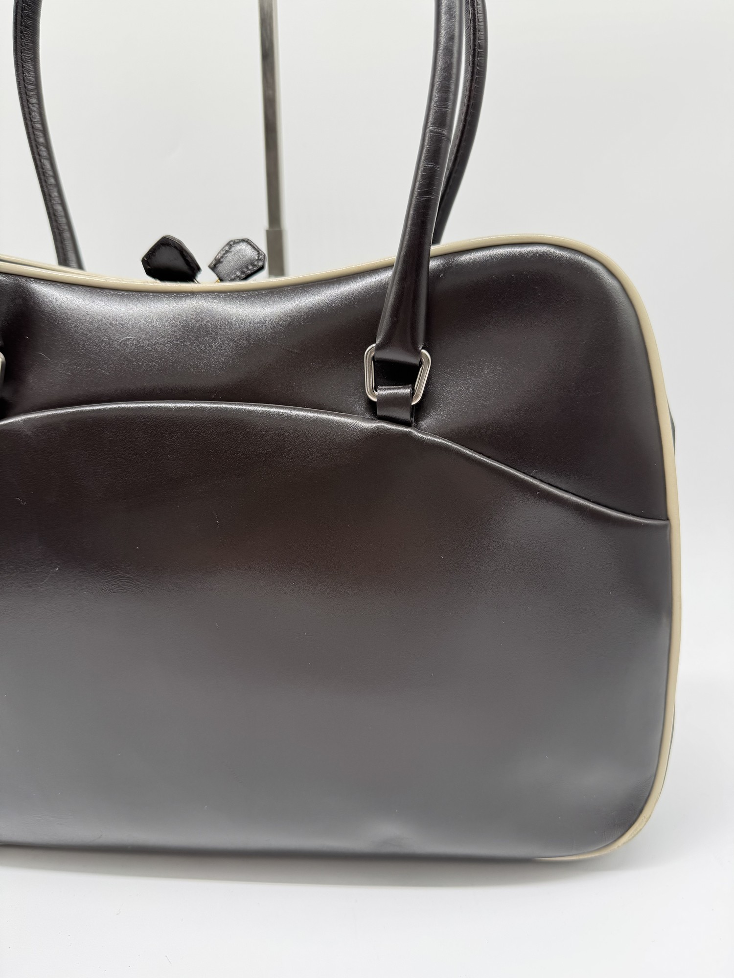 Prada Bowling Brown Leather Shoulder Bag