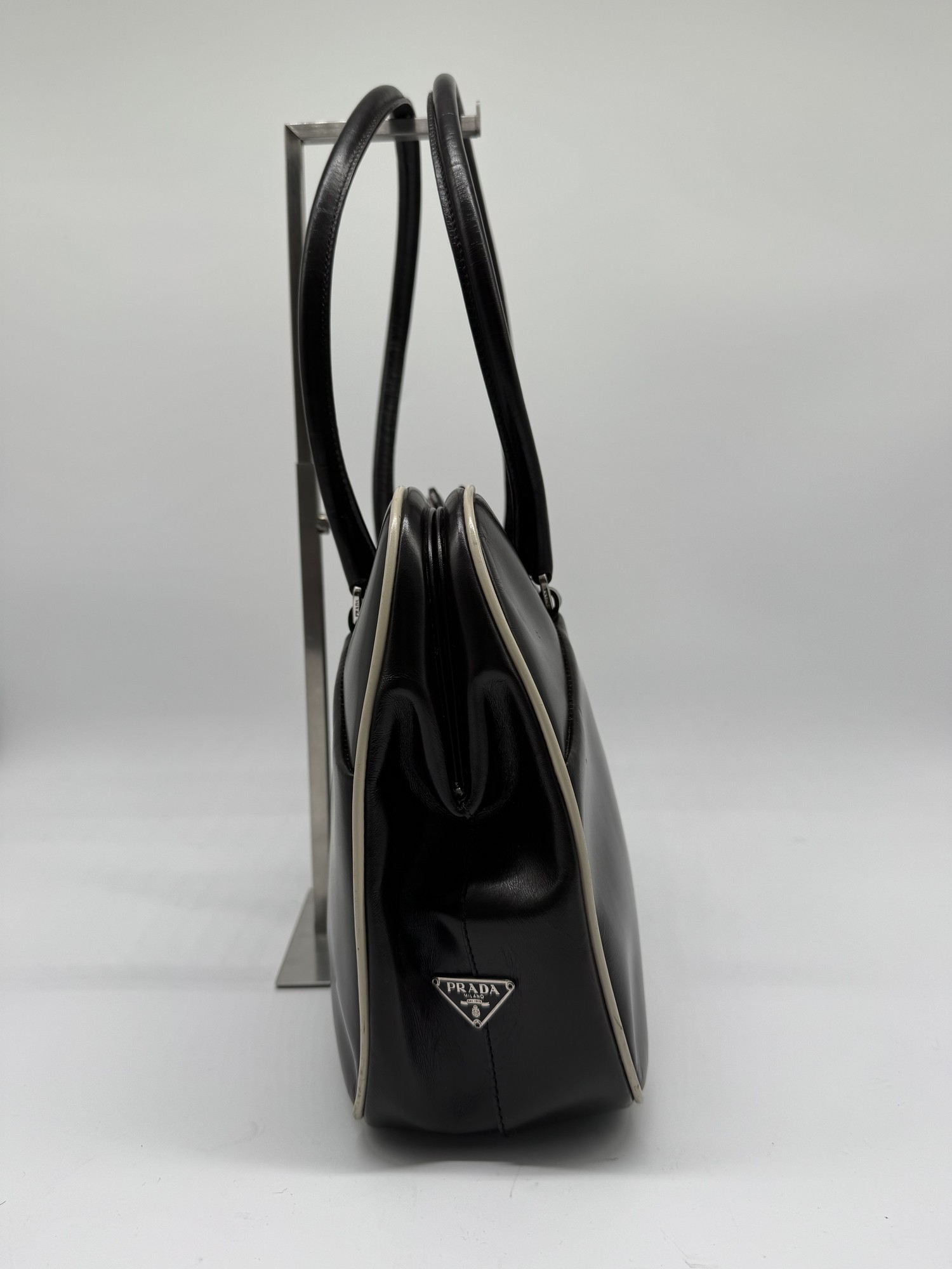 Prada Bowling Brown Leather Shoulder Bag