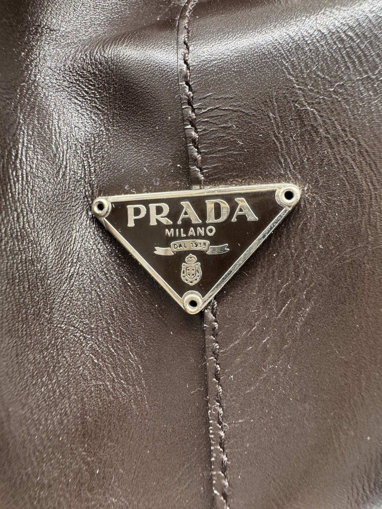 Prada Bowling Brown Leather Shoulder Bag