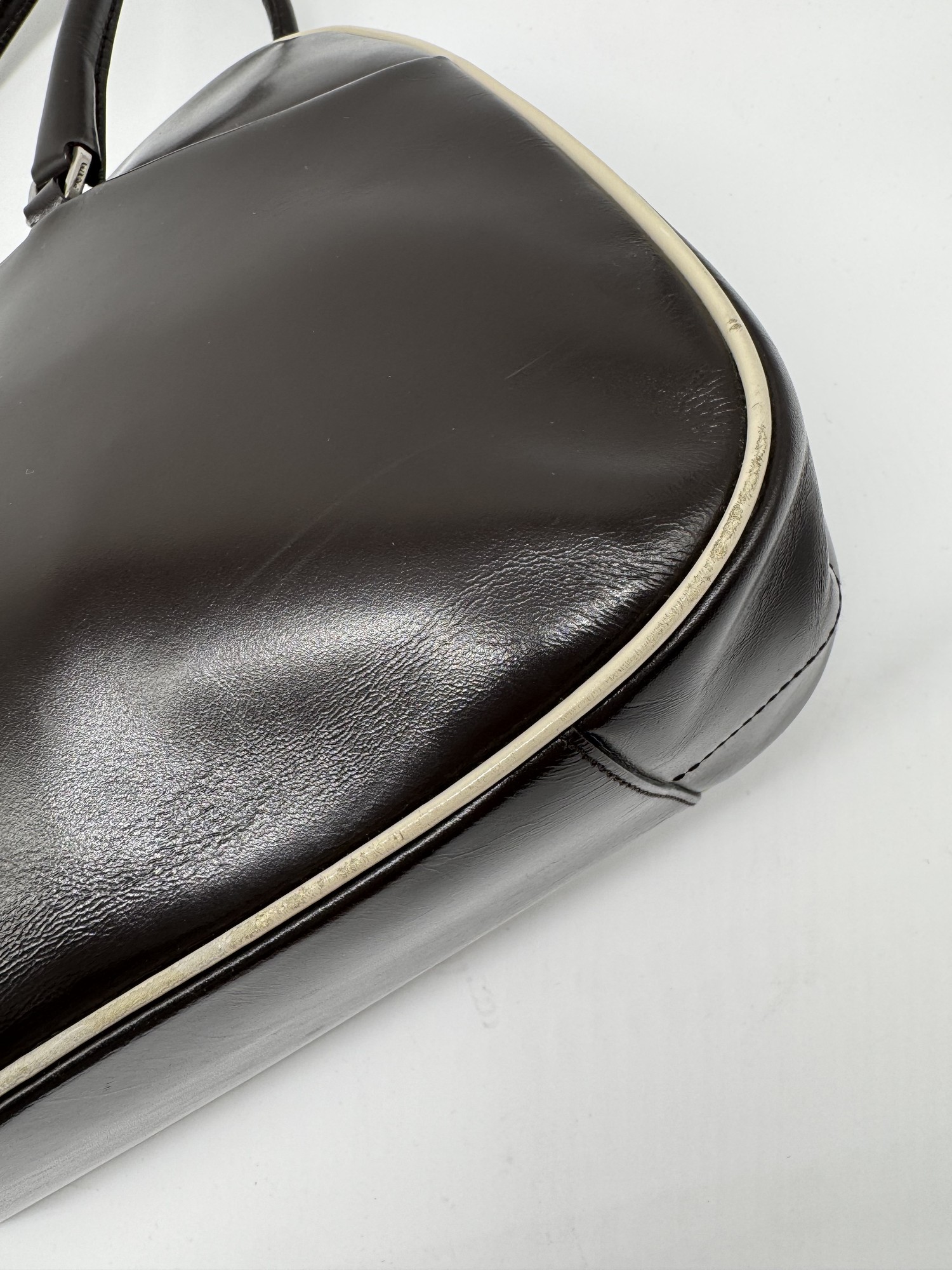 Prada Bowling Brown Leather Shoulder Bag