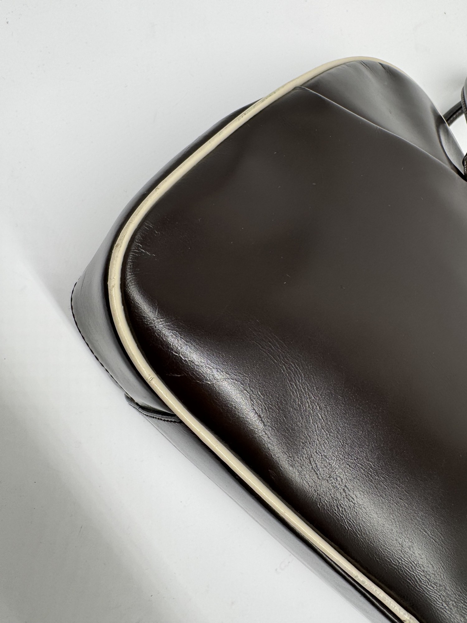 Prada Bowling Brown Leather Shoulder Bag