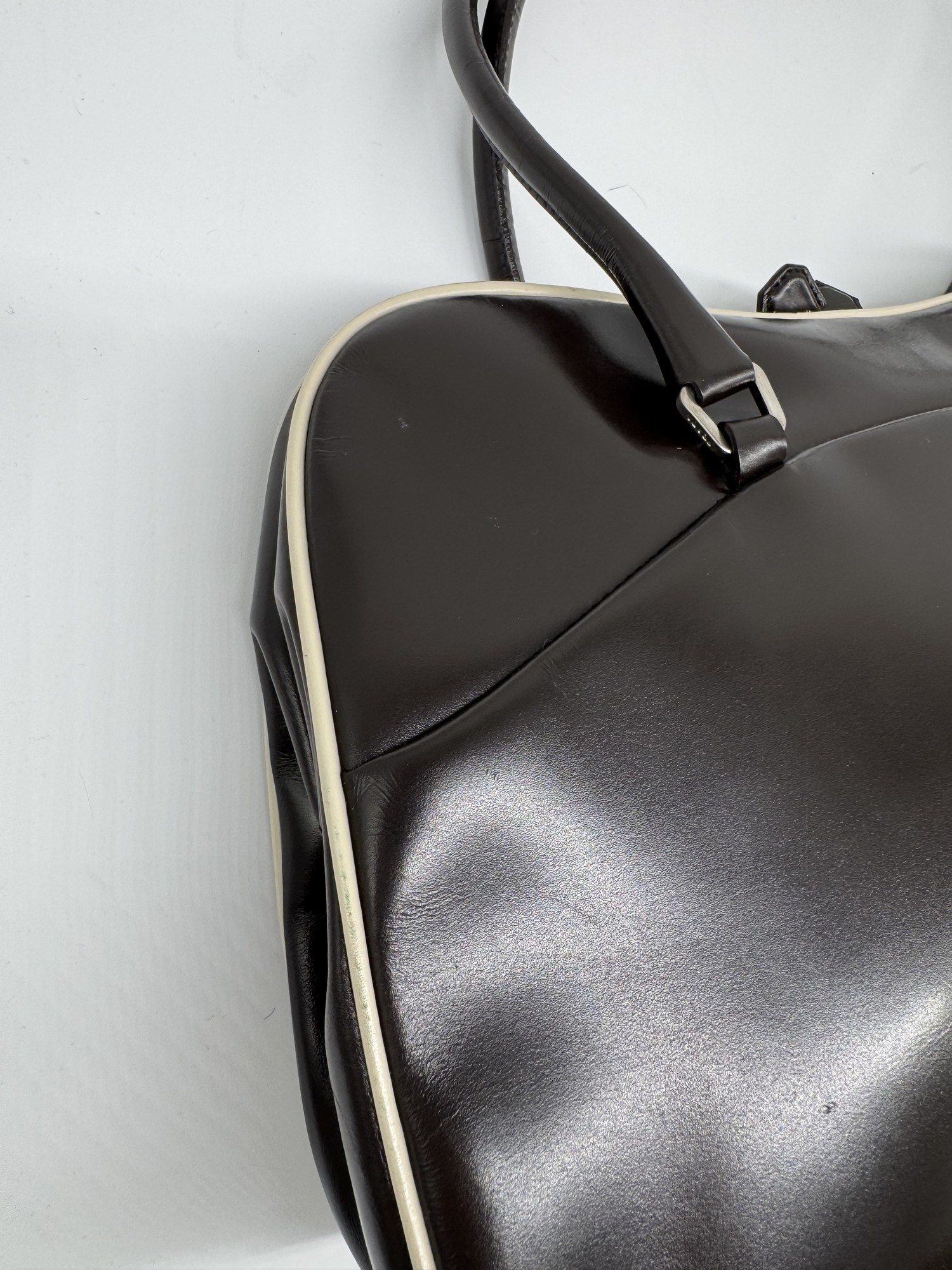 Prada Bowling Brown Leather Shoulder Bag