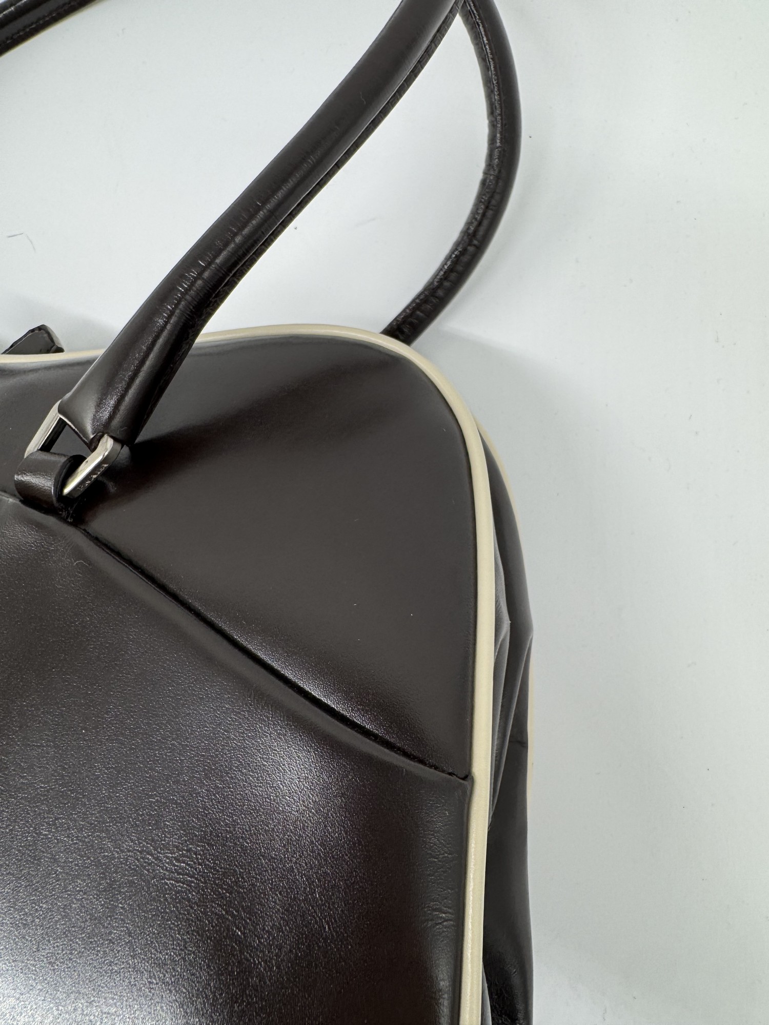 Prada Bowling Brown Leather Shoulder Bag