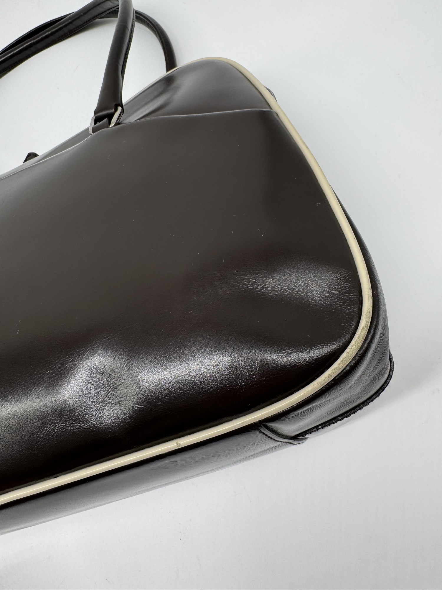 Prada Bowling Brown Leather Shoulder Bag