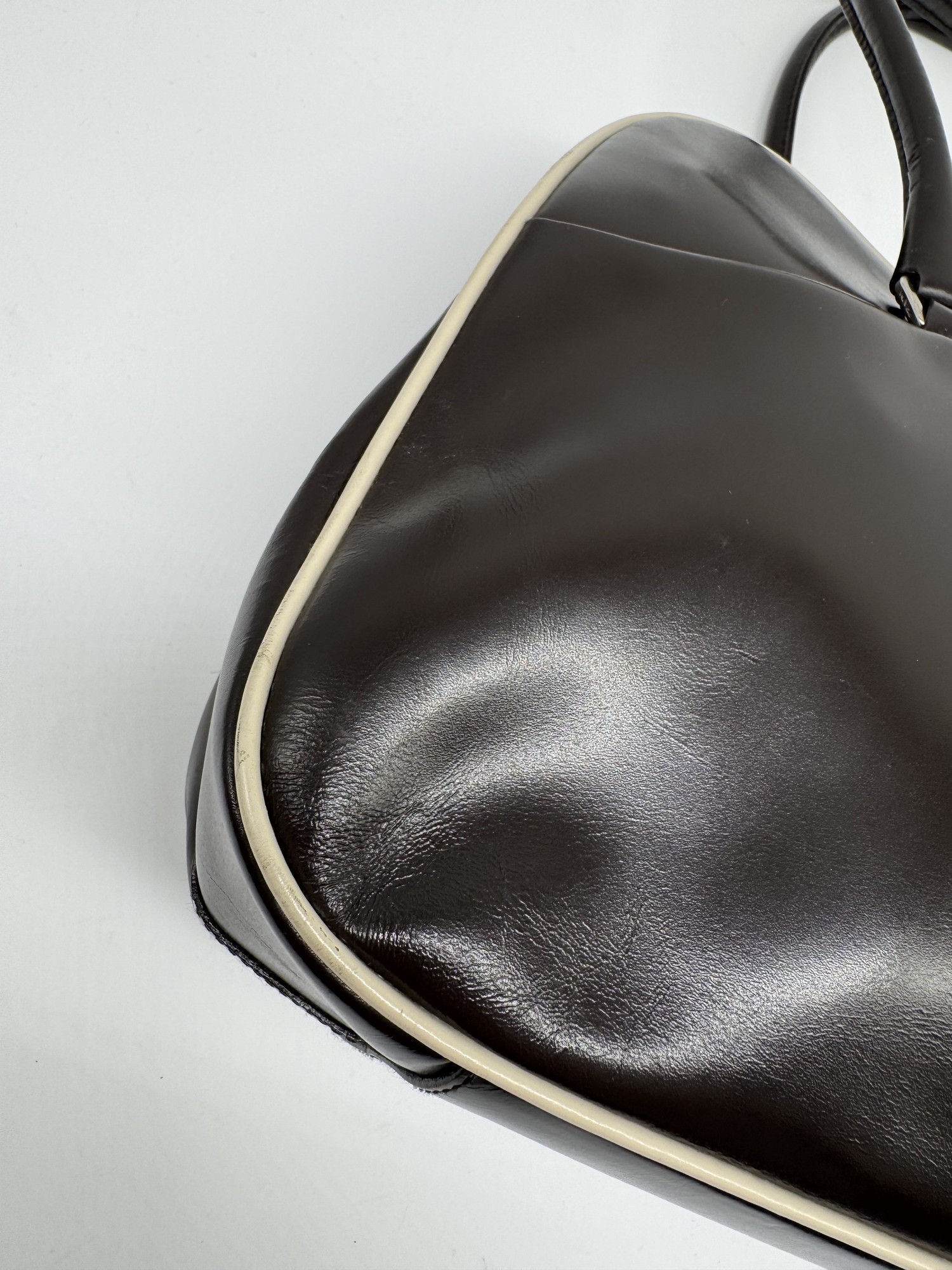 Prada Bowling Brown Leather Shoulder Bag