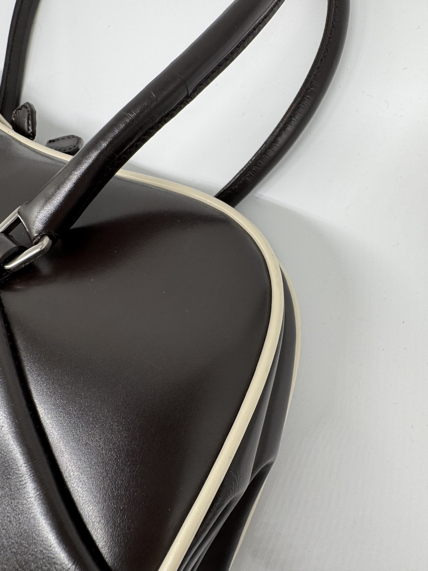 Prada Bowling Brown Leather Shoulder Bag
