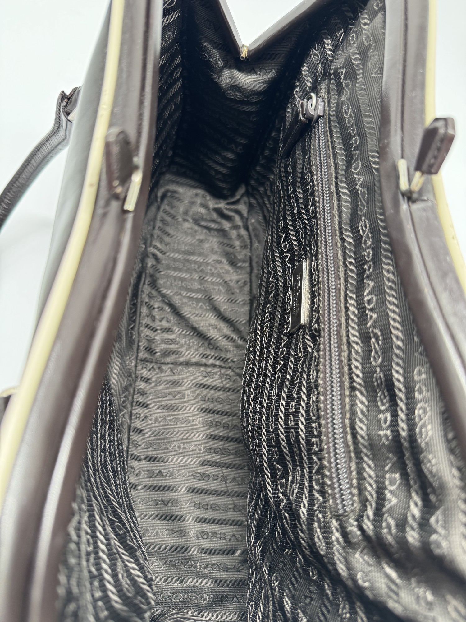 Prada Bowling Brown Leather Shoulder Bag