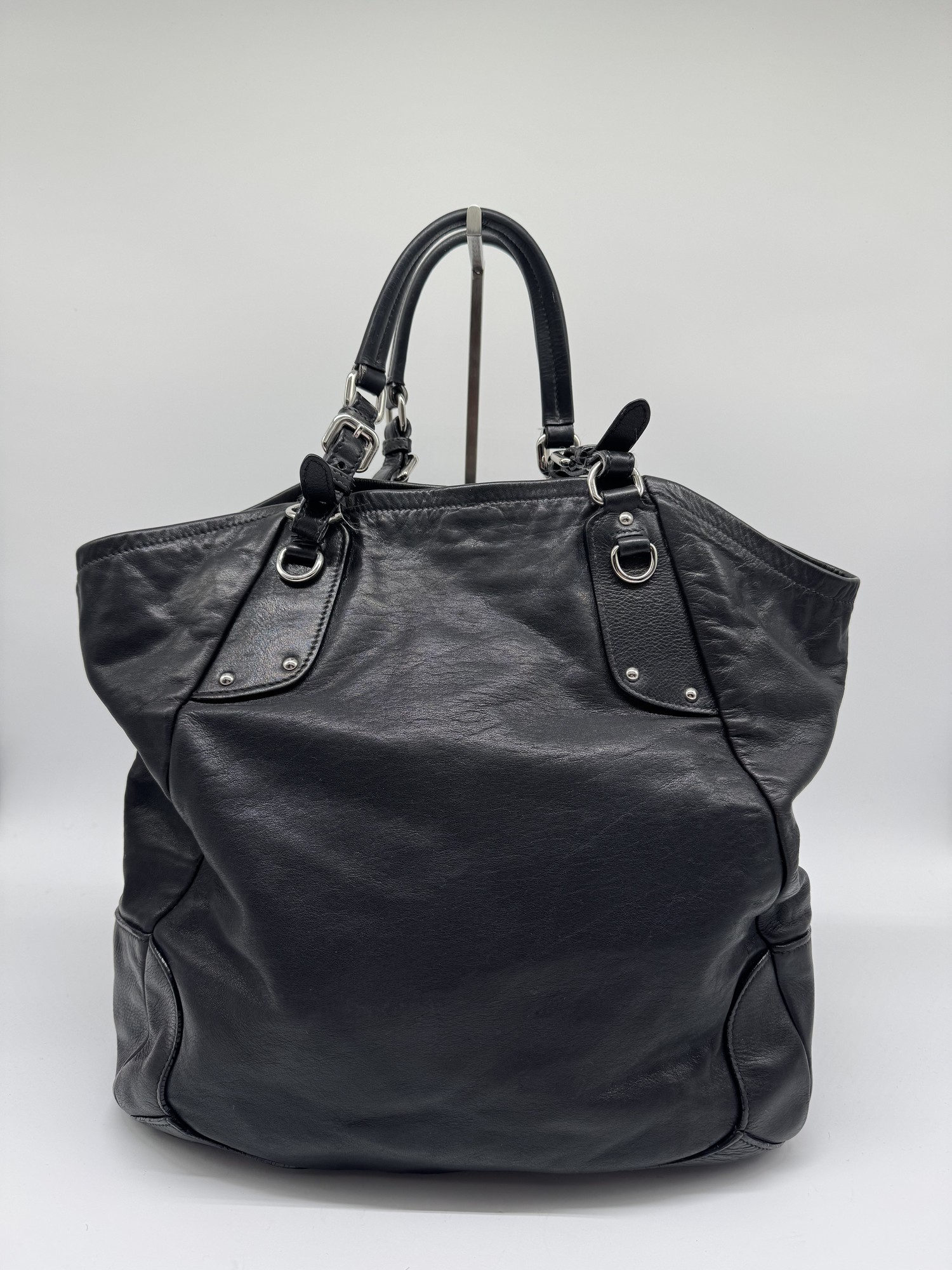Prada Black Leather Slouchy Shoulder Bag
