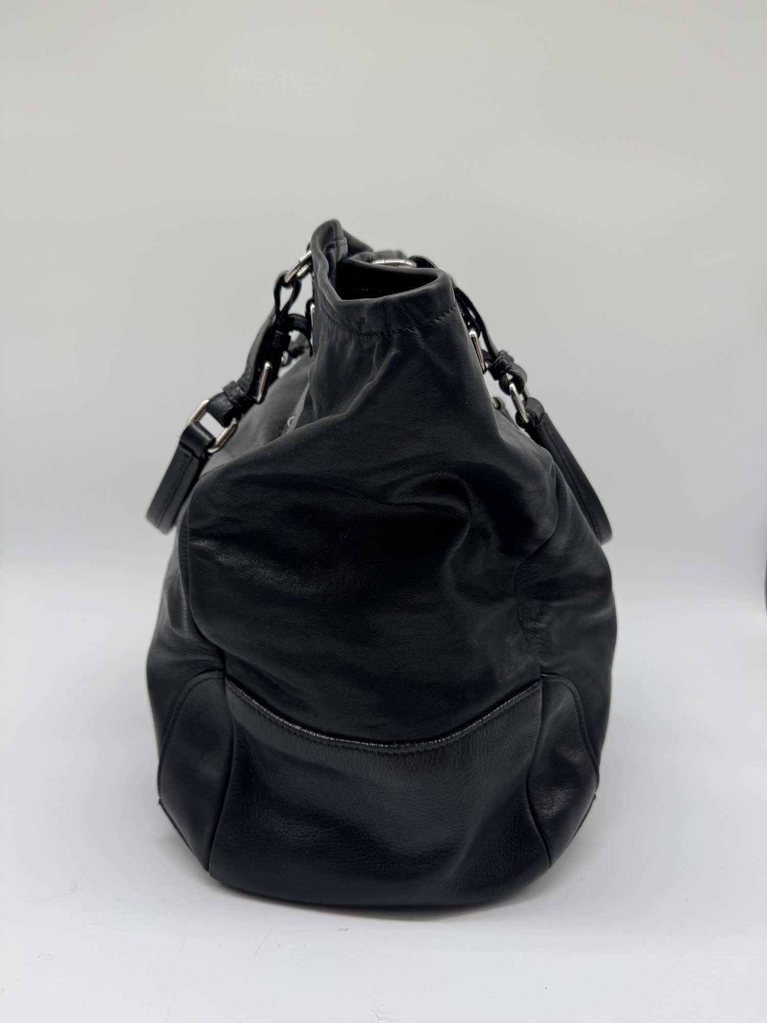 Prada Black Leather Slouchy Shoulder Bag