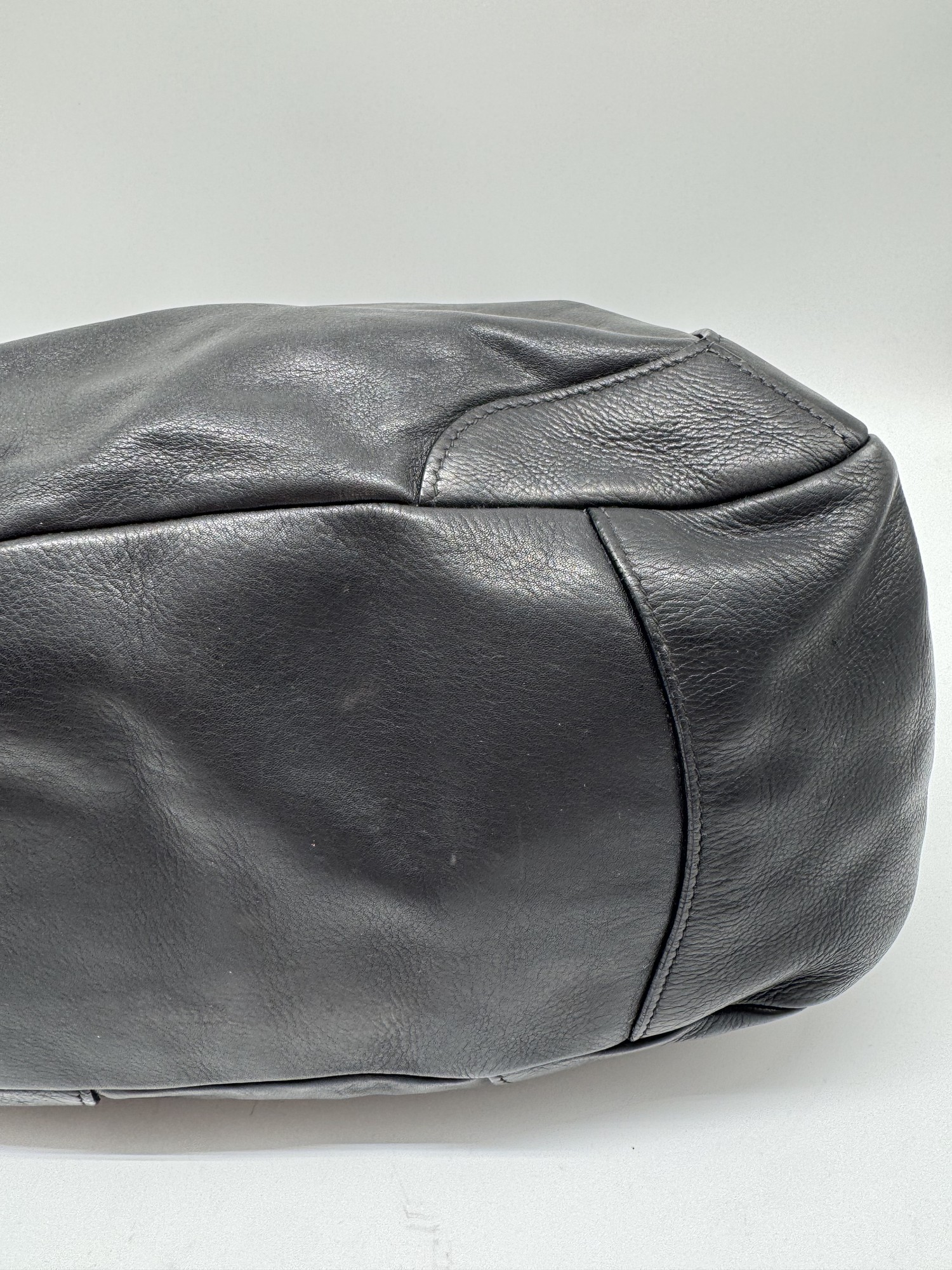 Prada Black Leather Slouchy Shoulder Bag