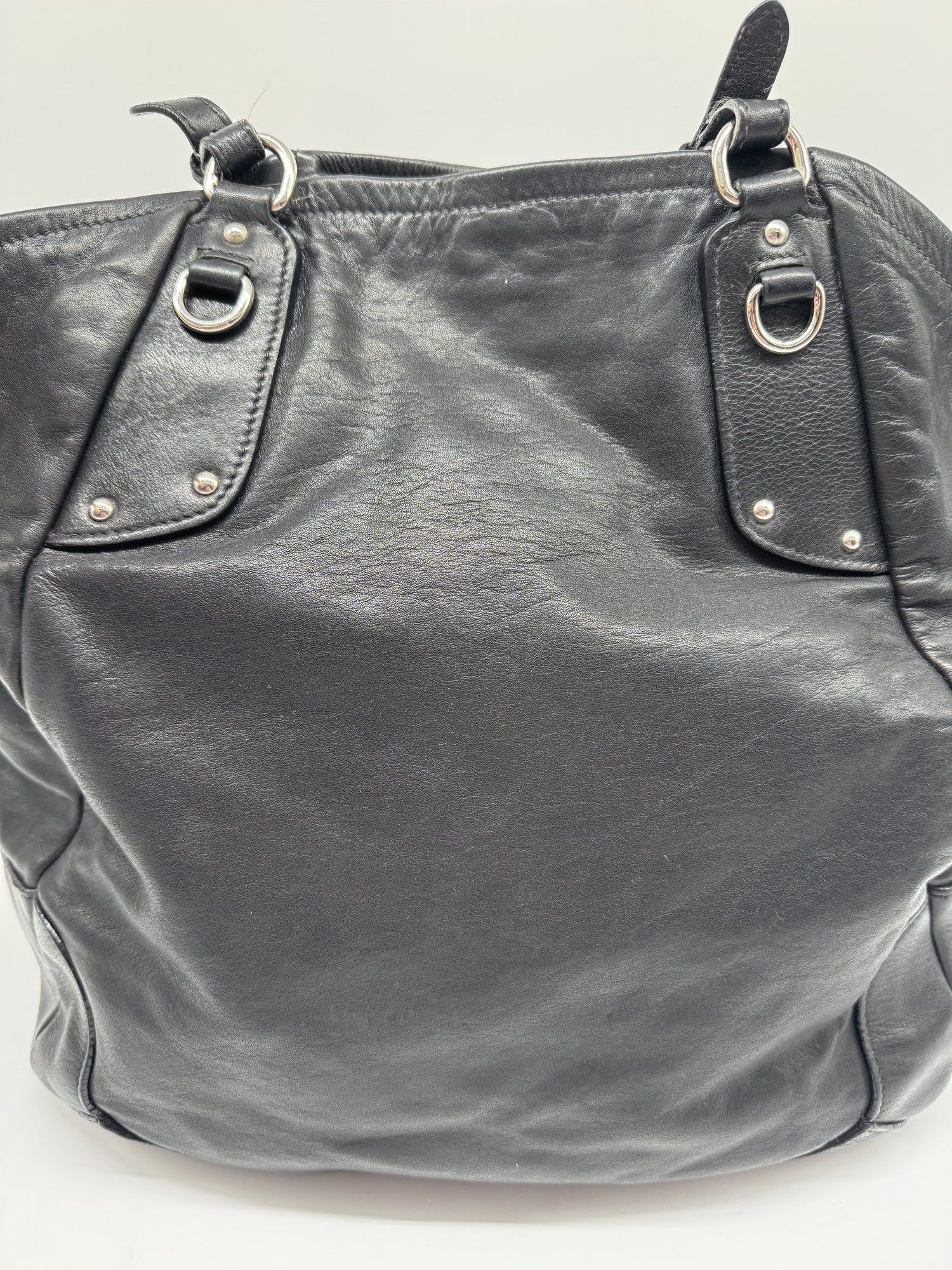 Prada Black Leather Slouchy Shoulder Bag