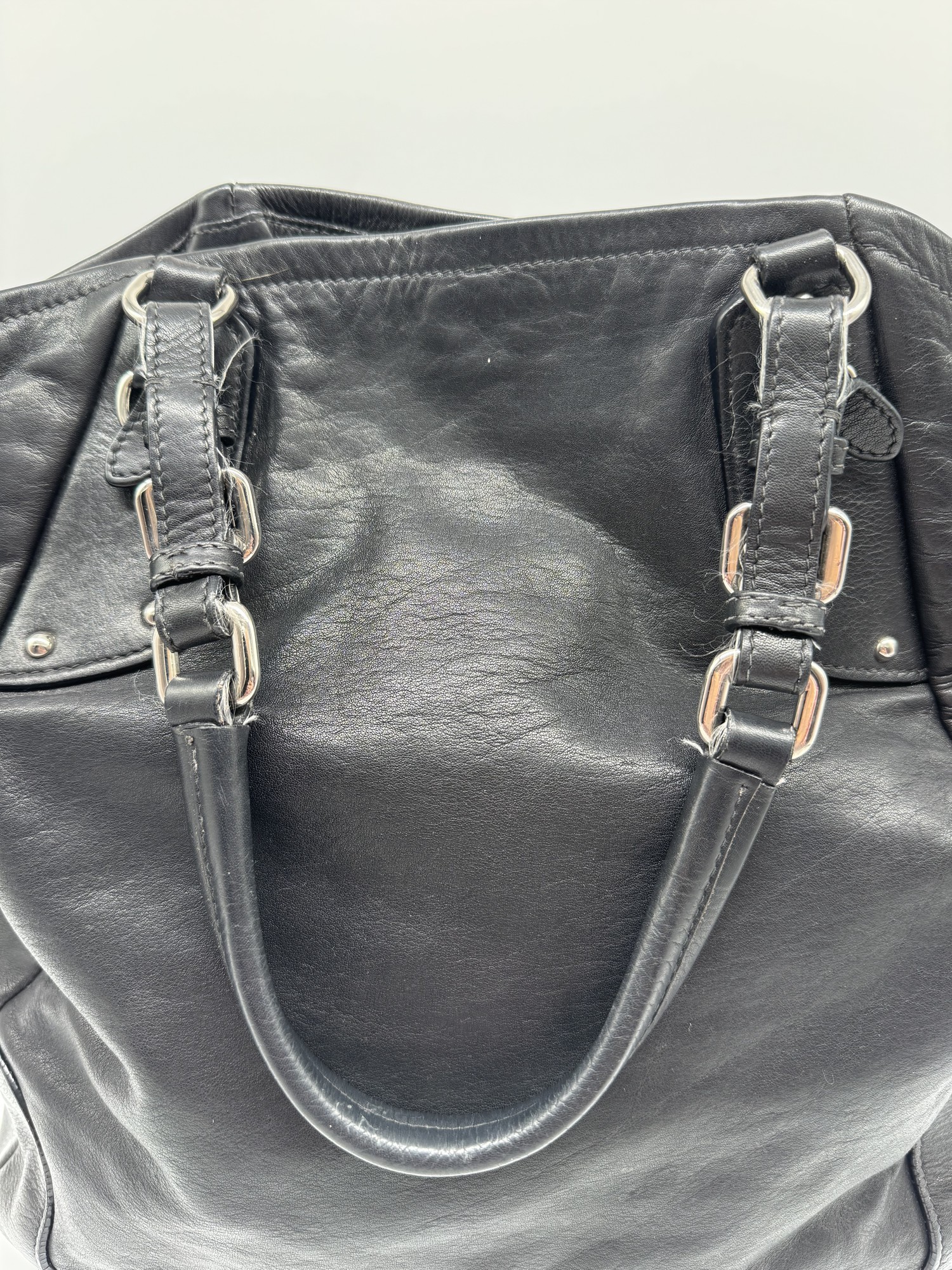 Prada Black Leather Slouchy Shoulder Bag