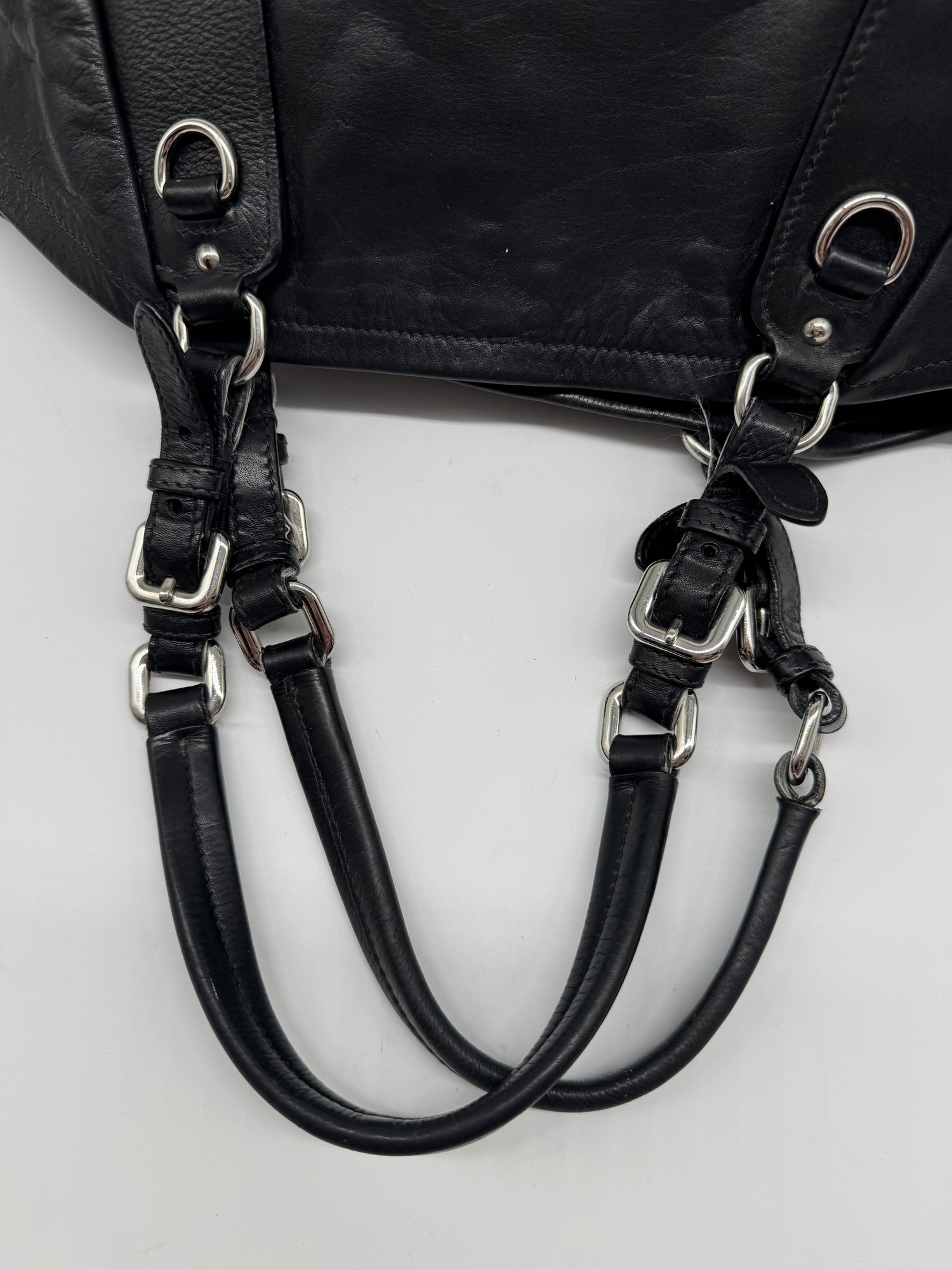 Prada Black Leather Slouchy Shoulder Bag