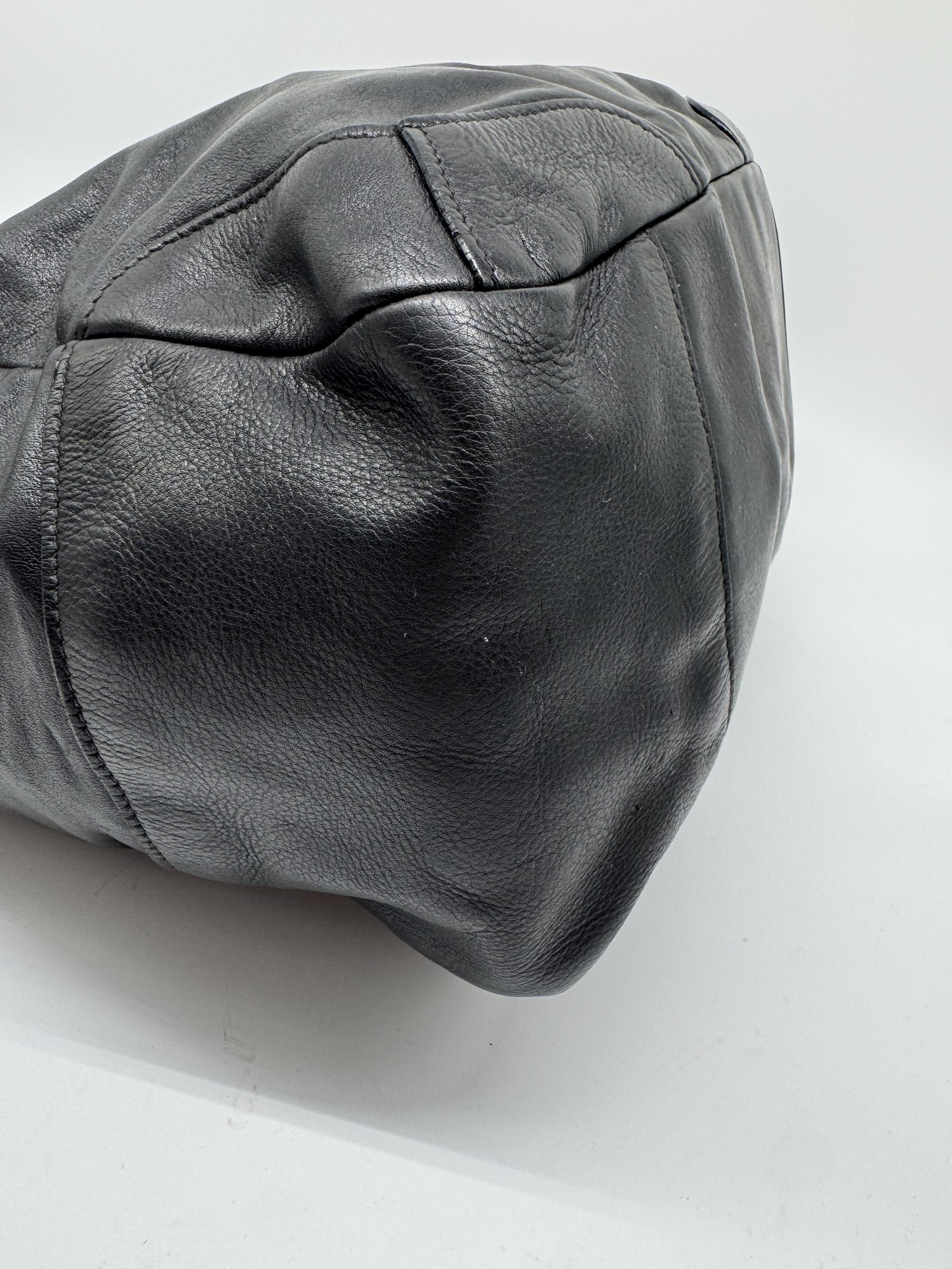 Prada Black Leather Slouchy Shoulder Bag