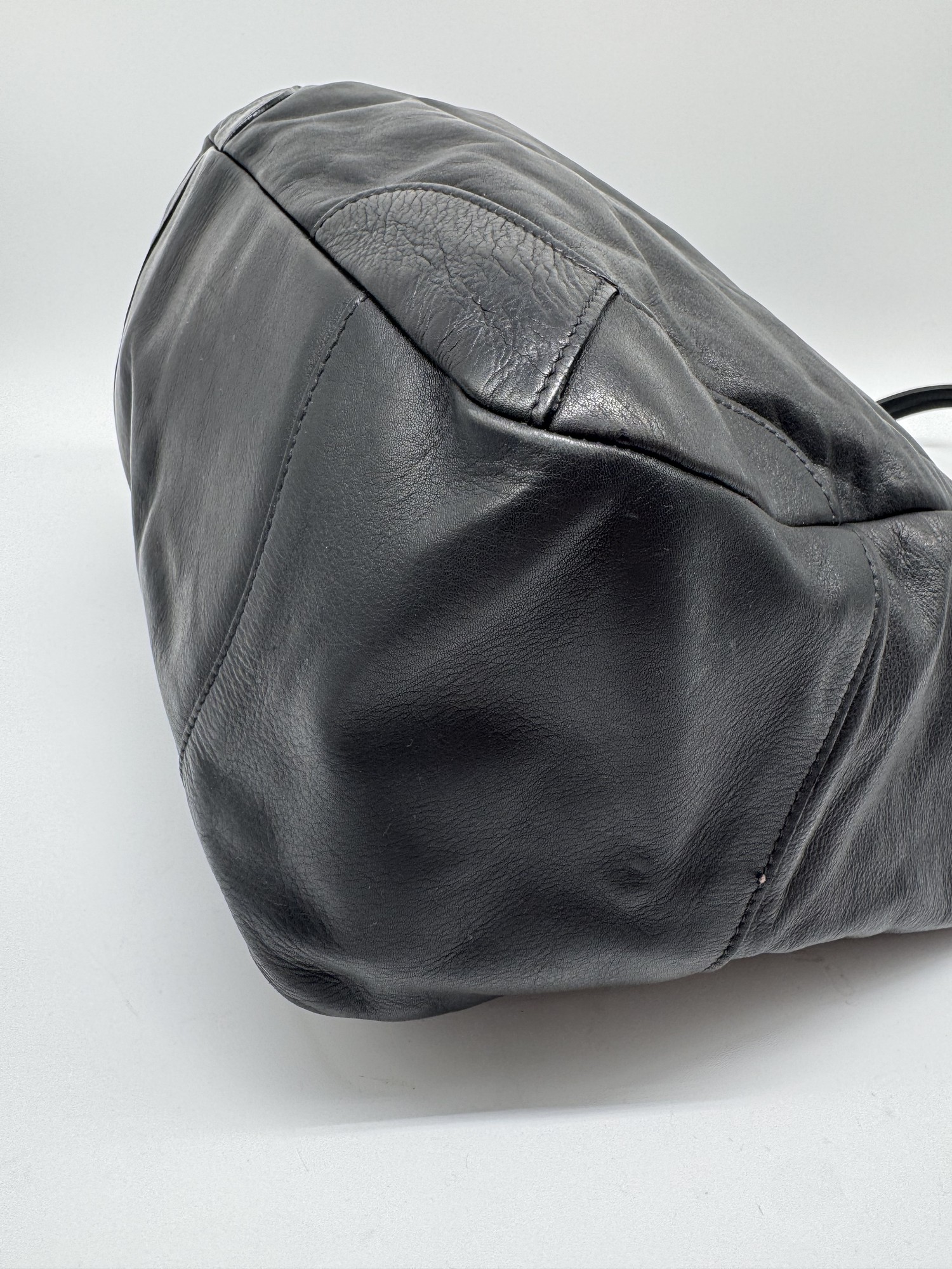 Prada Black Leather Slouchy Shoulder Bag