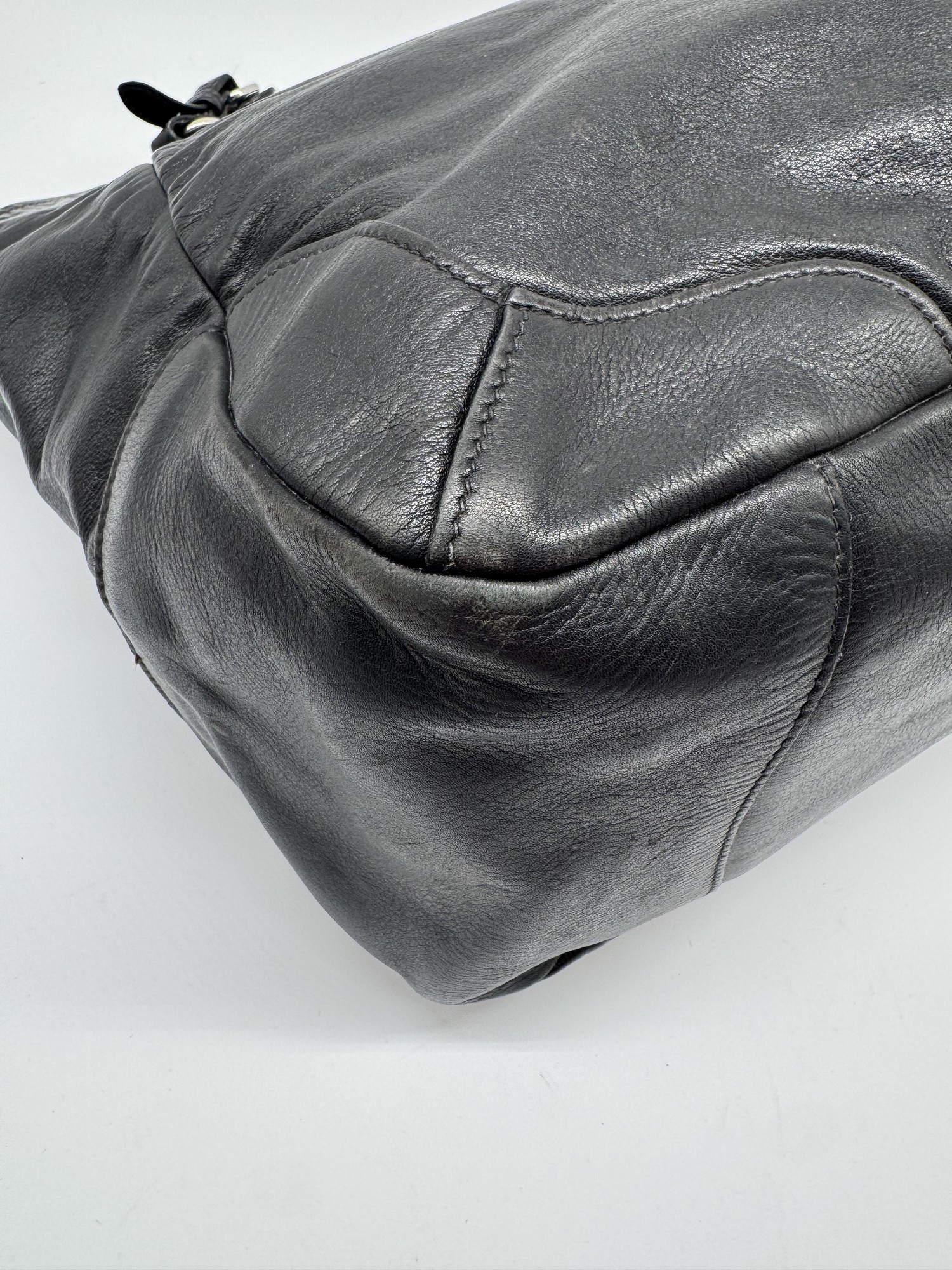 Prada Black Leather Slouchy Shoulder Bag