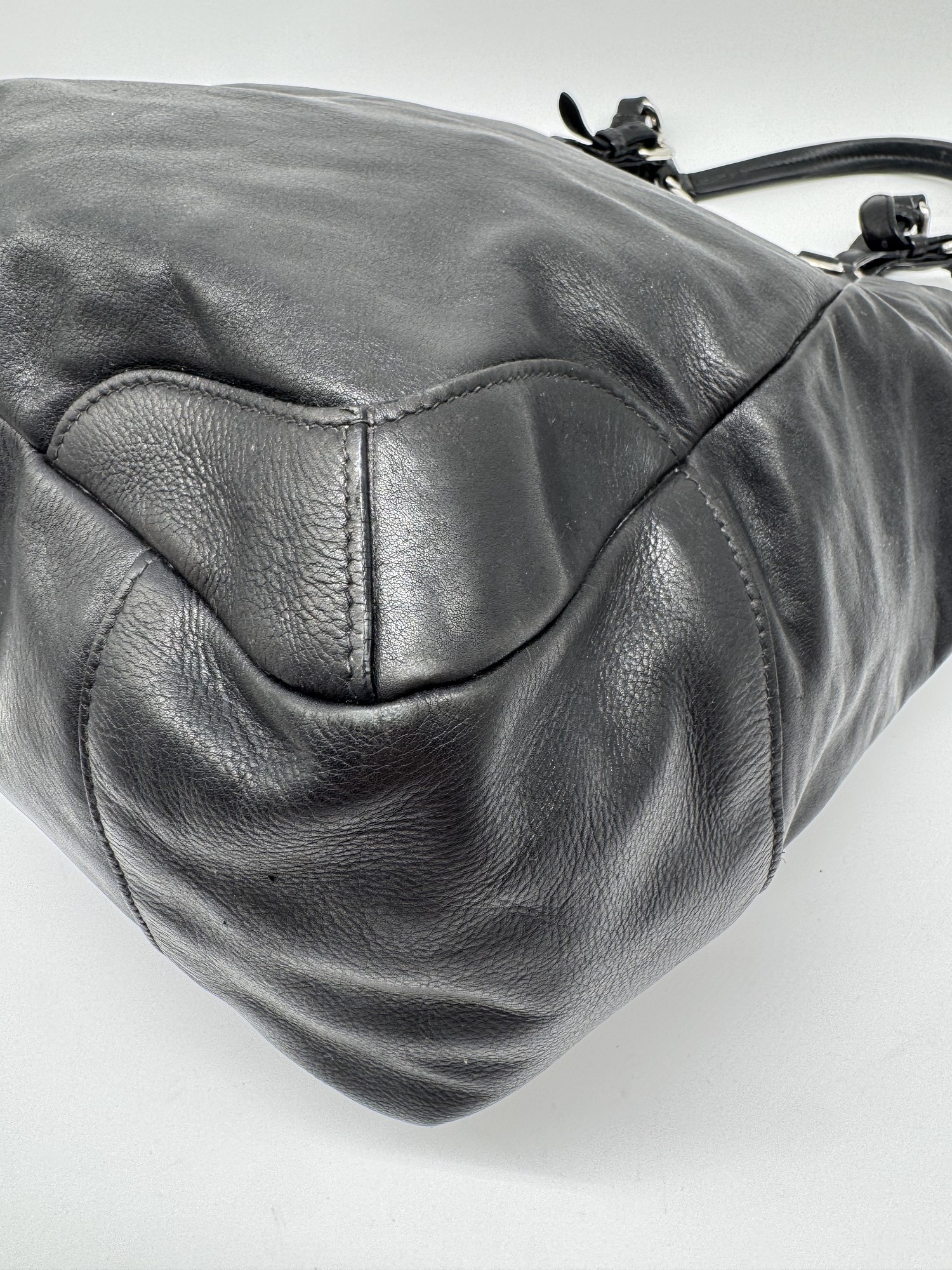 Prada Black Leather Slouchy Shoulder Bag