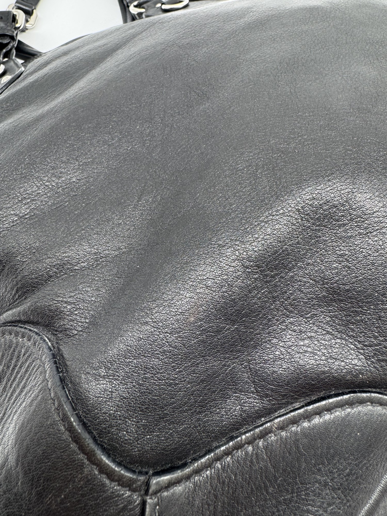 Prada Black Leather Slouchy Shoulder Bag