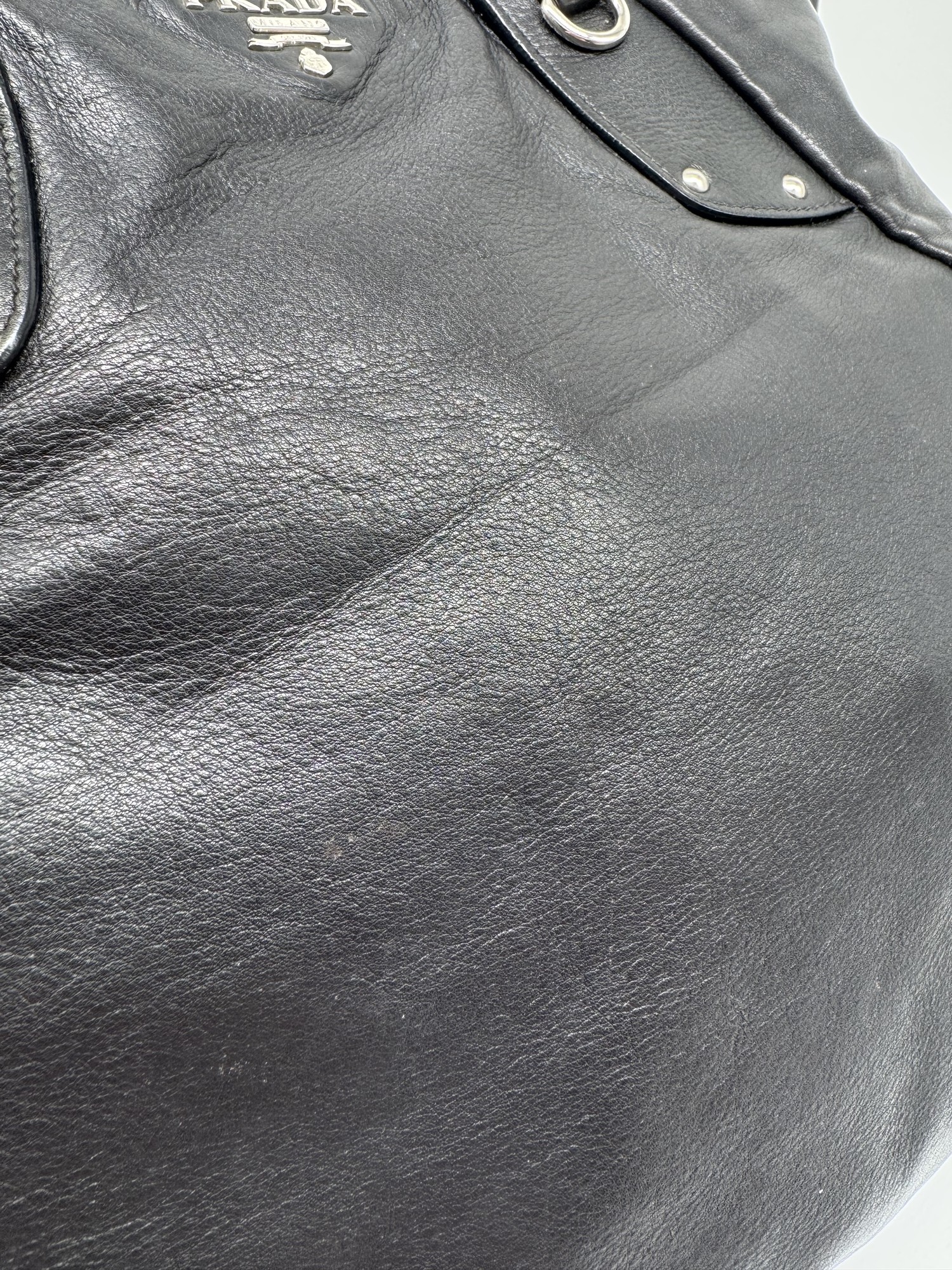 Prada Black Leather Slouchy Shoulder Bag