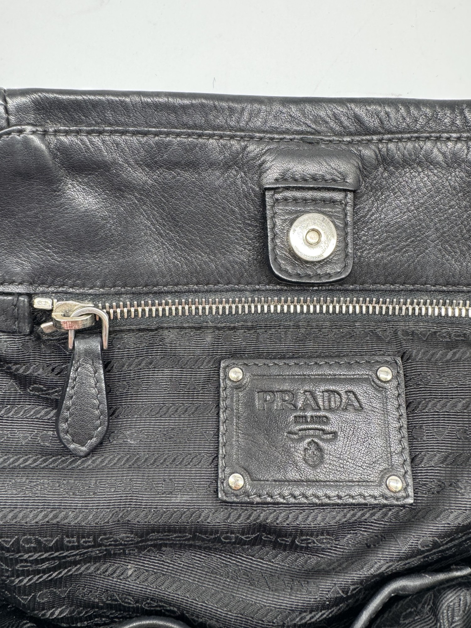 Prada Black Leather Slouchy Shoulder Bag