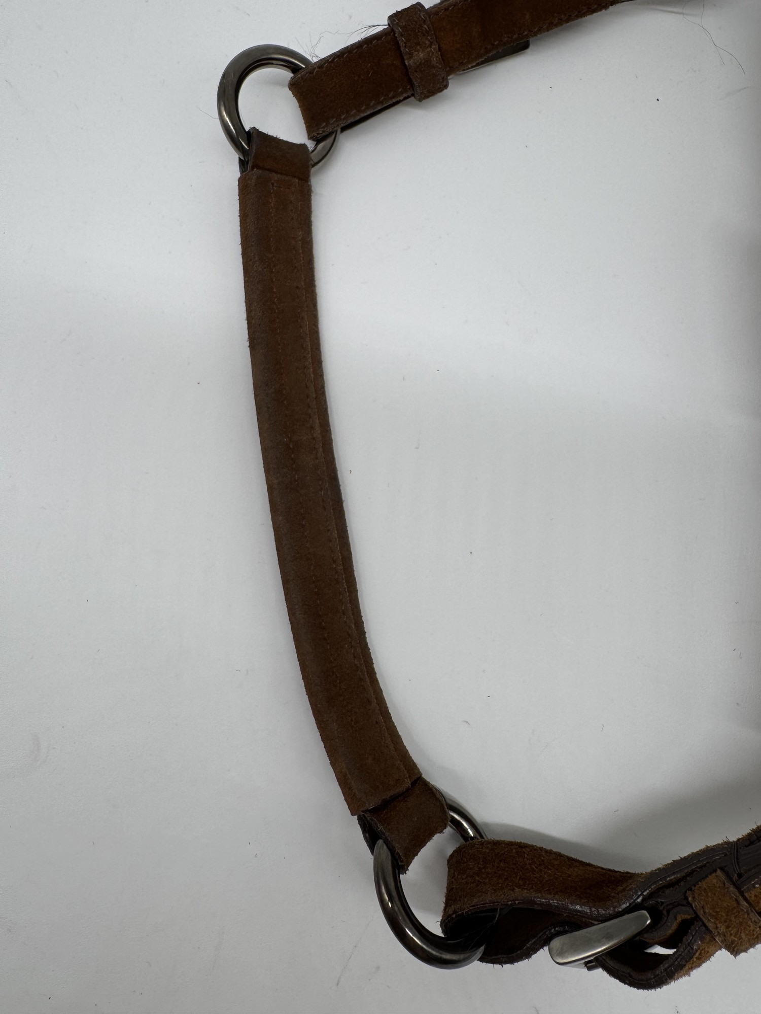 Prada Brown Suede Grommet Buckle Shoulder Bag