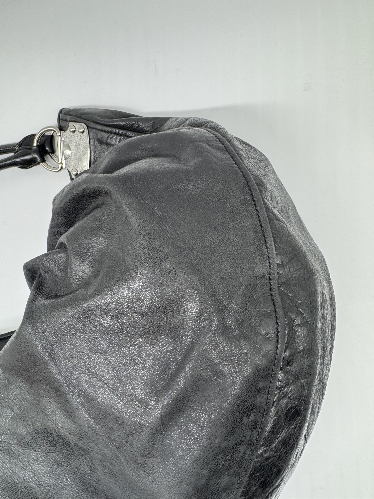 Miu Miu Vitello Black Leather Slouchy Hobo Bag