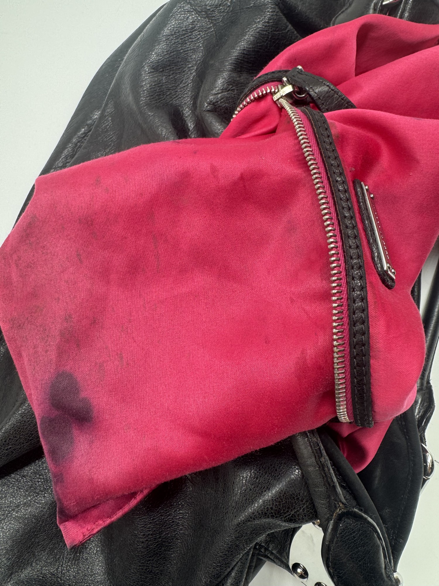 Miu Miu Vitello Black Leather Slouchy Hobo Bag