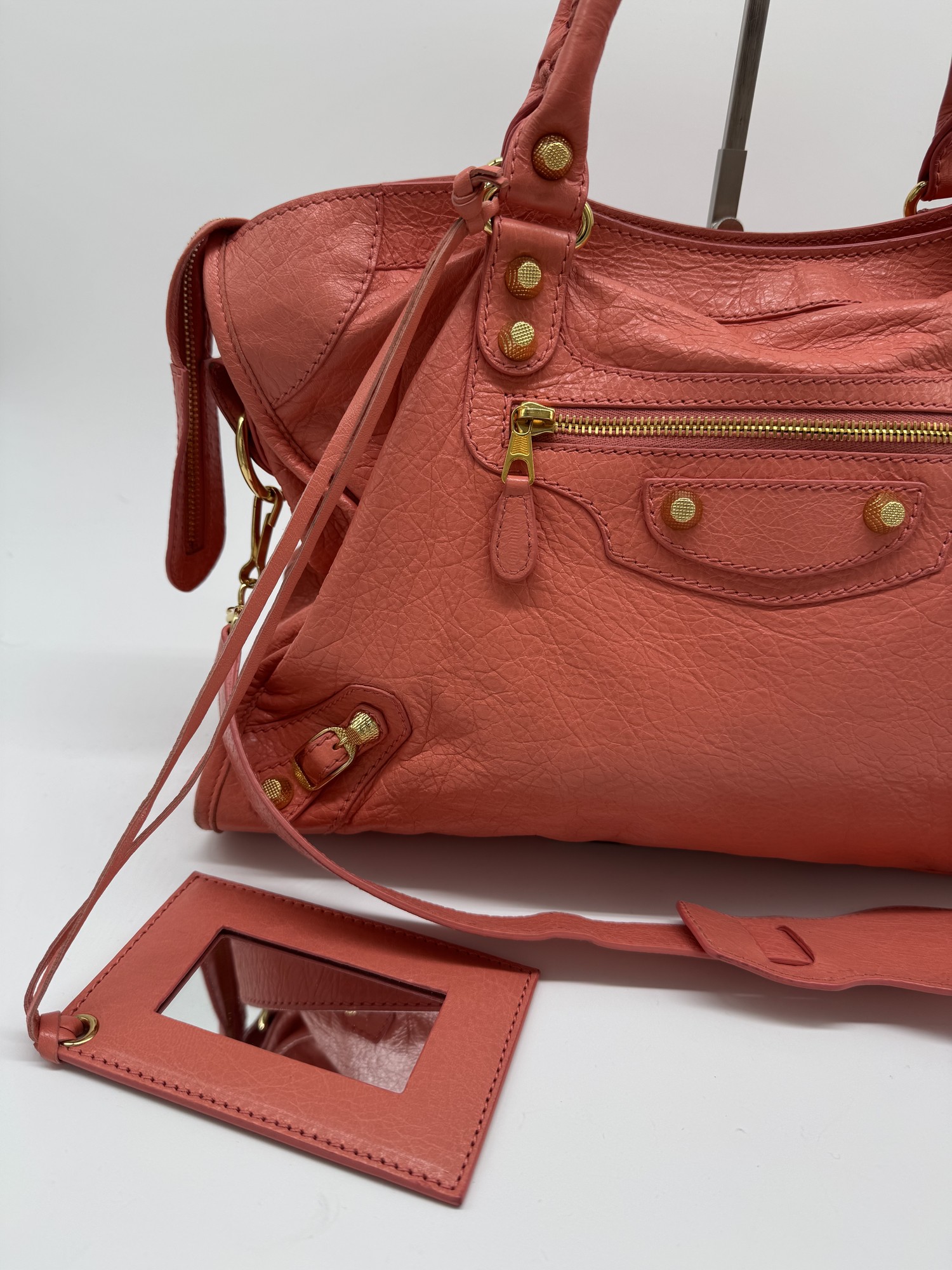 Balenciaga Lambskin Leather Giant 12 City Bag in Medium Pink Gold