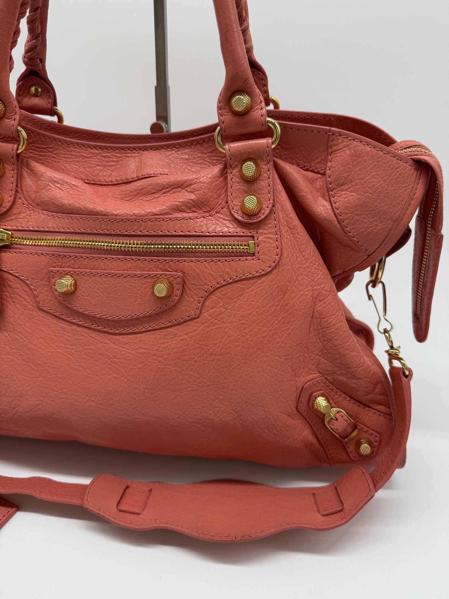 Balenciaga Lambskin Leather Giant 12 City Bag in Medium Pink Gold